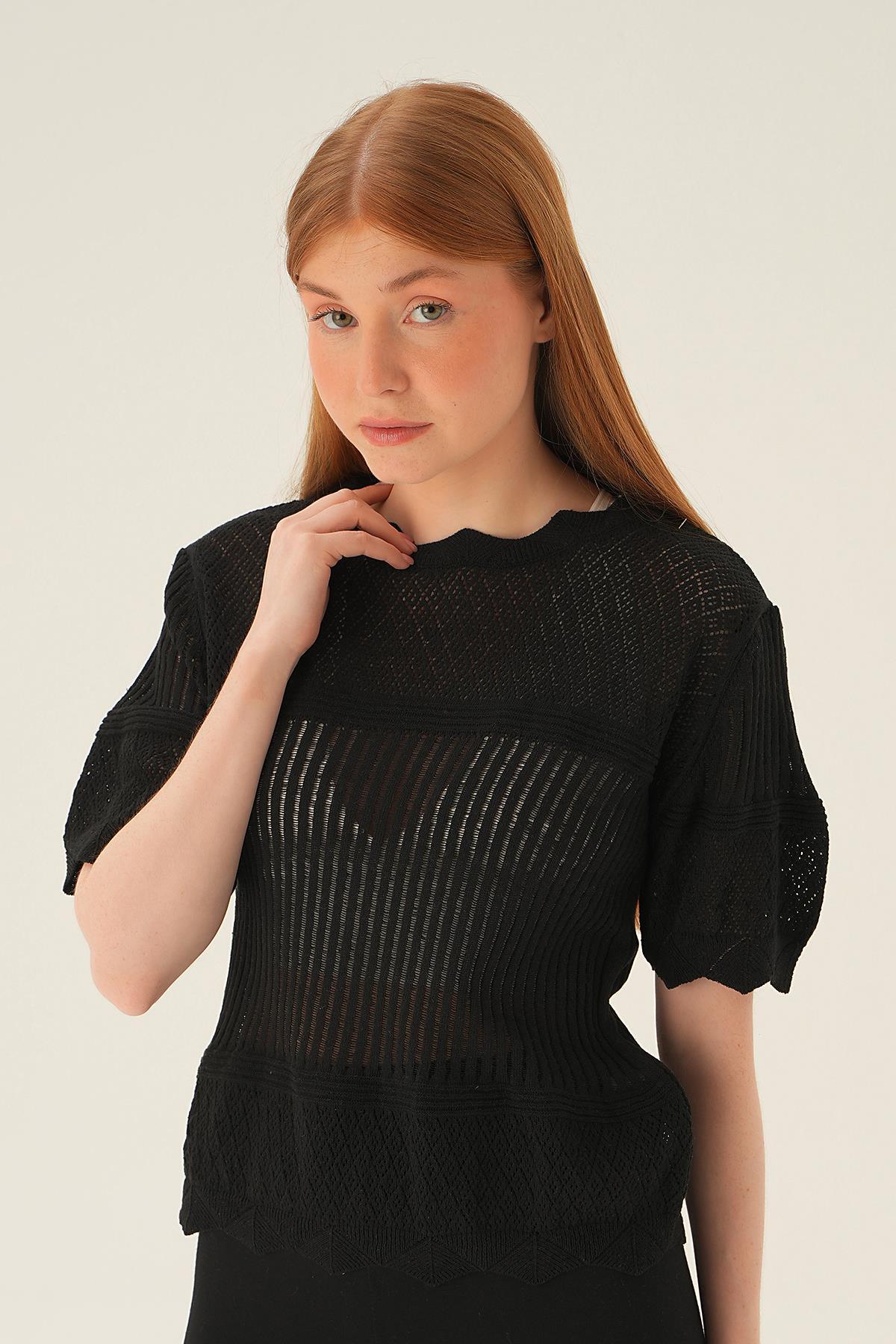 2440 Kısa Kol Bluz Siyah 