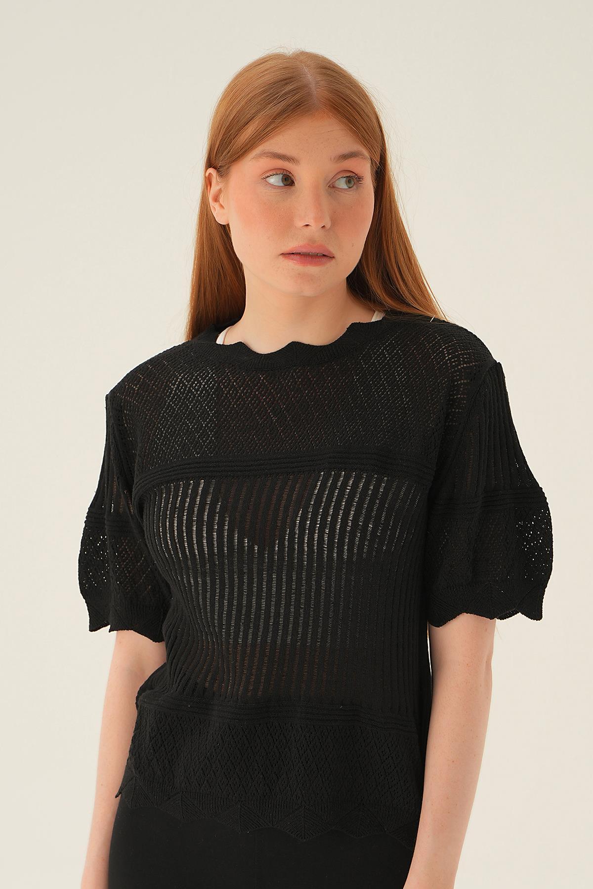2440 Kısa Kol Bluz Siyah - 3