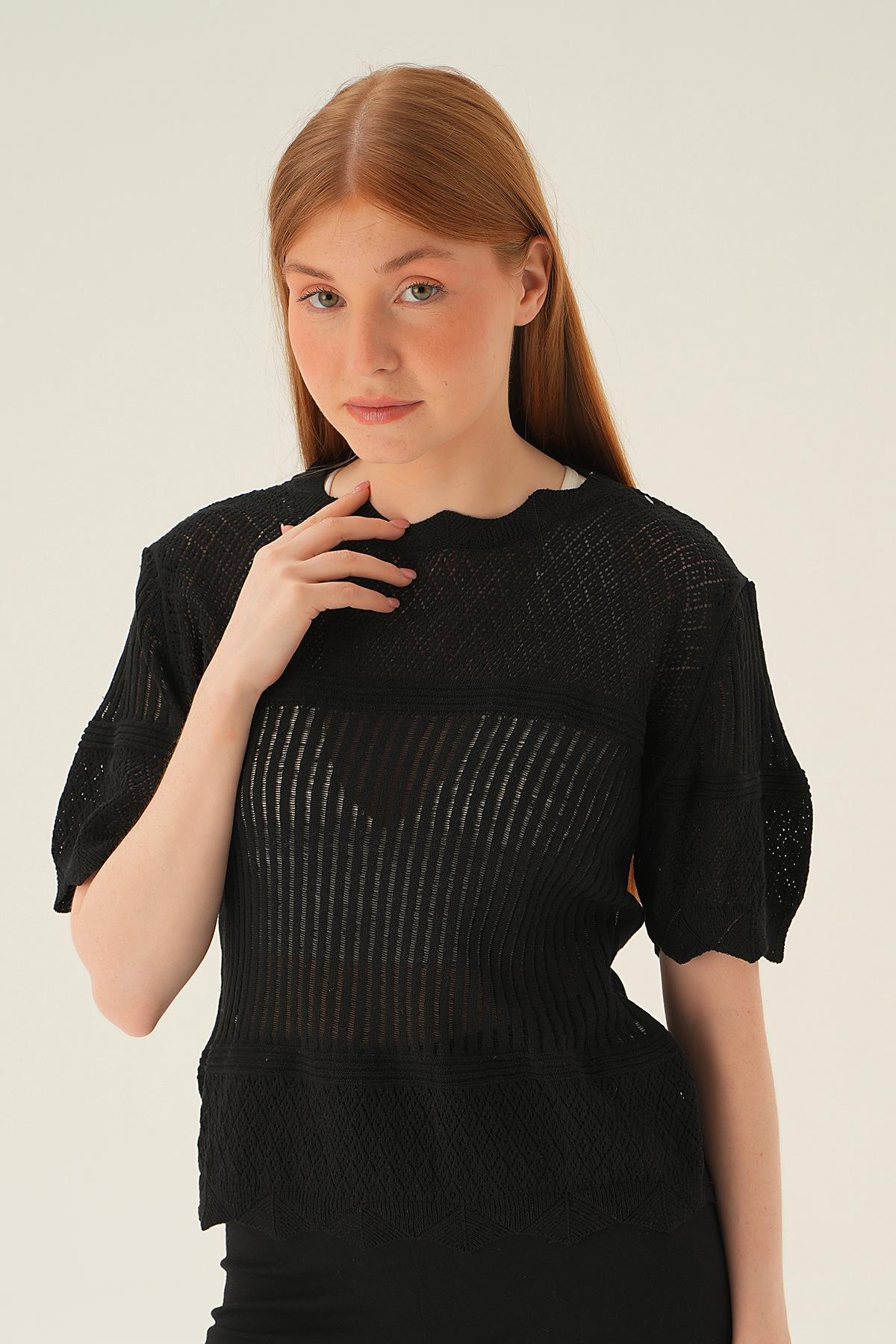 Siyah Kısa Kol Bluz 2440 - 5