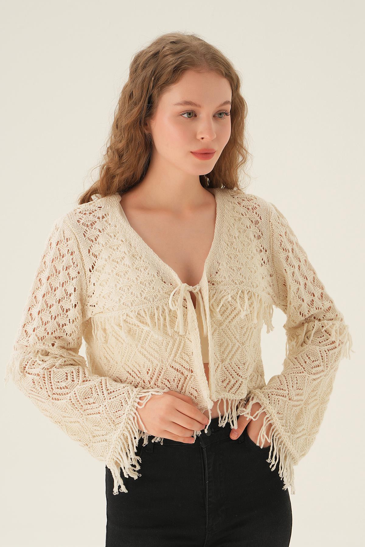 Natural Püskül Detay Hırka 2444 - 1