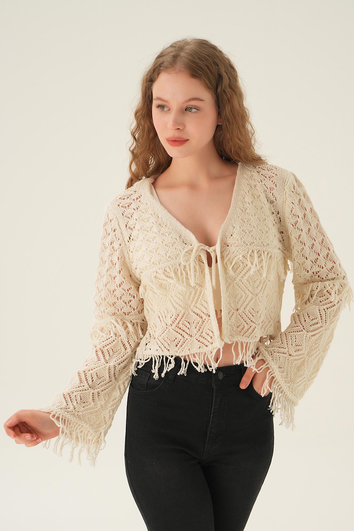 Natural Püskül Detay Hırka 2444 - 3