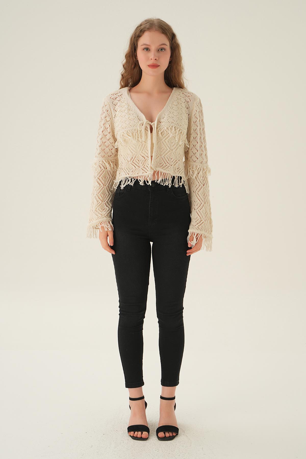 Natural Püskül Detay Hırka 2444 - 6