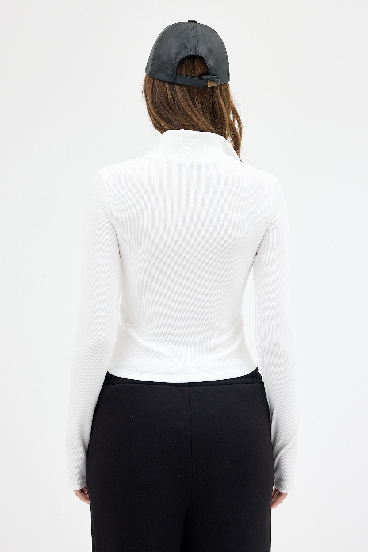 Ekru Yarım Balıkçı Yaka Fermuarlı Body 2447 - 5