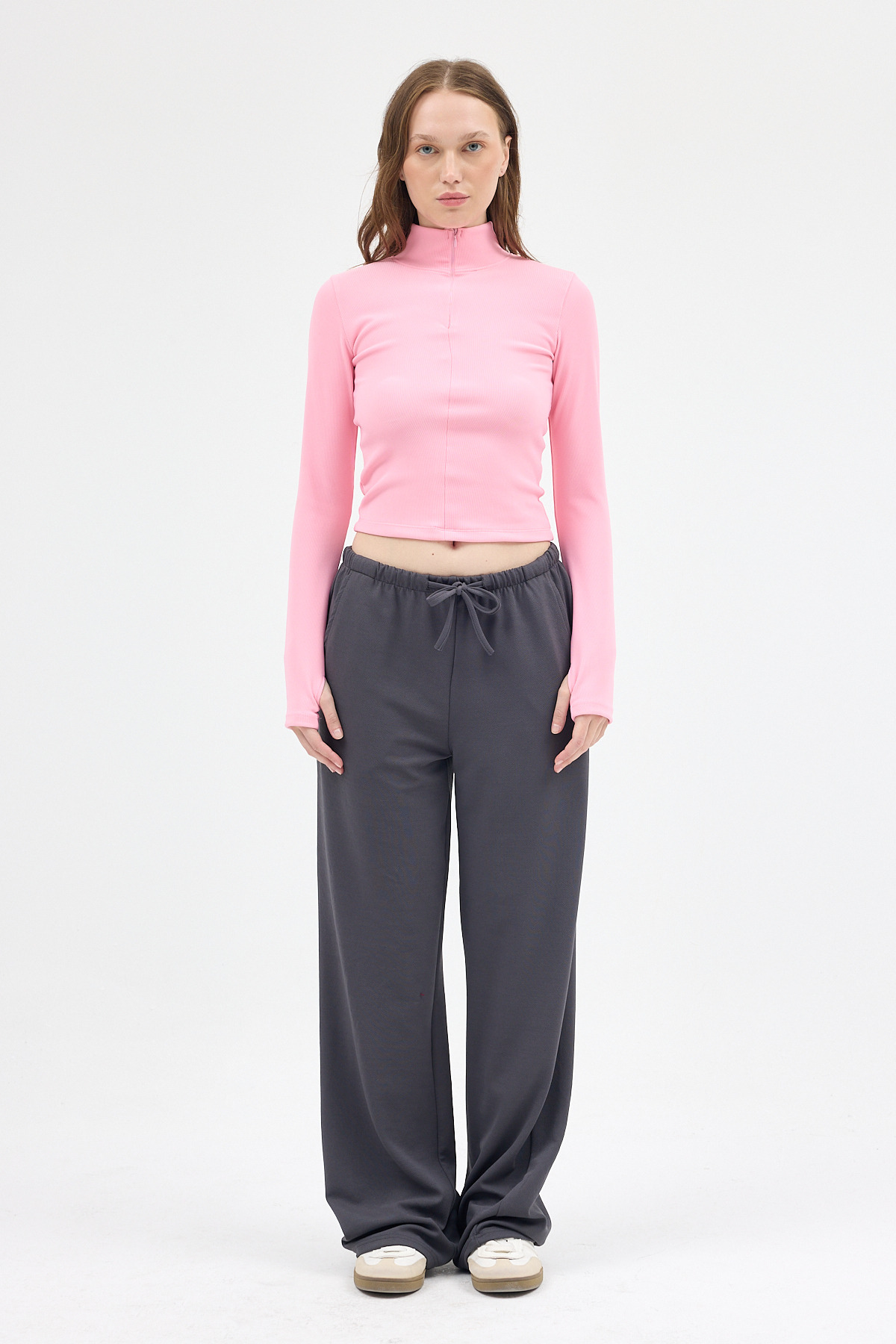 Şeker Pembe Yarım Balıkçı Yaka Fermuarlı Body 2447 - RAYS