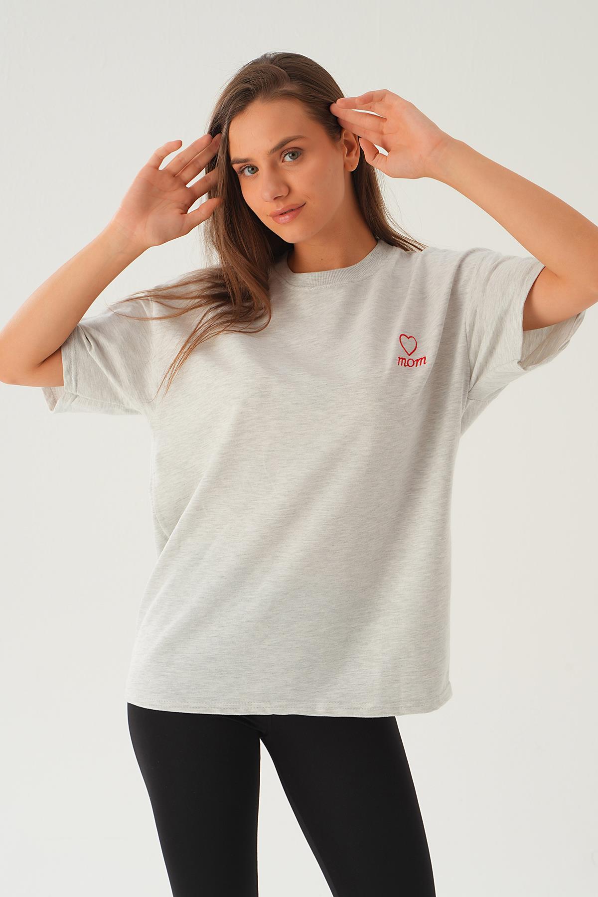 Karmelanj Kalp Nakış Detay Tişört 2448 - 4