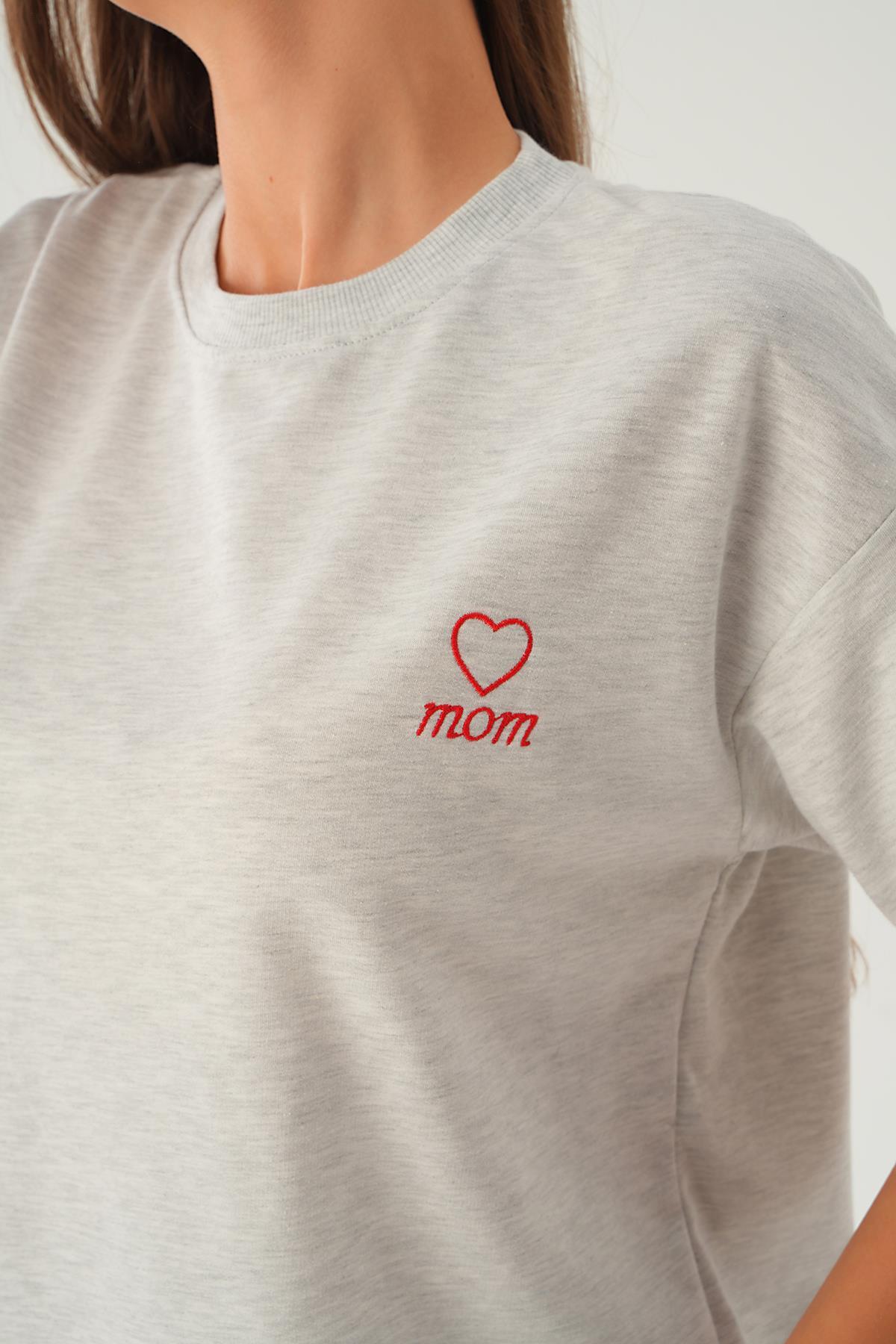 Karmelanj Kalp Nakış Detay Tişört 2448 - 6