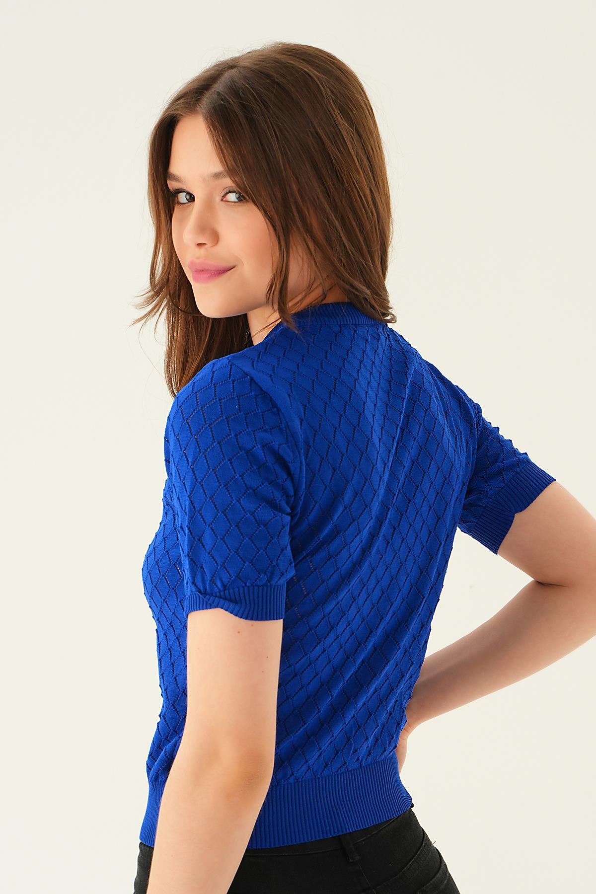 Saks Bisiklet Yaka Bluz 2449 - 5