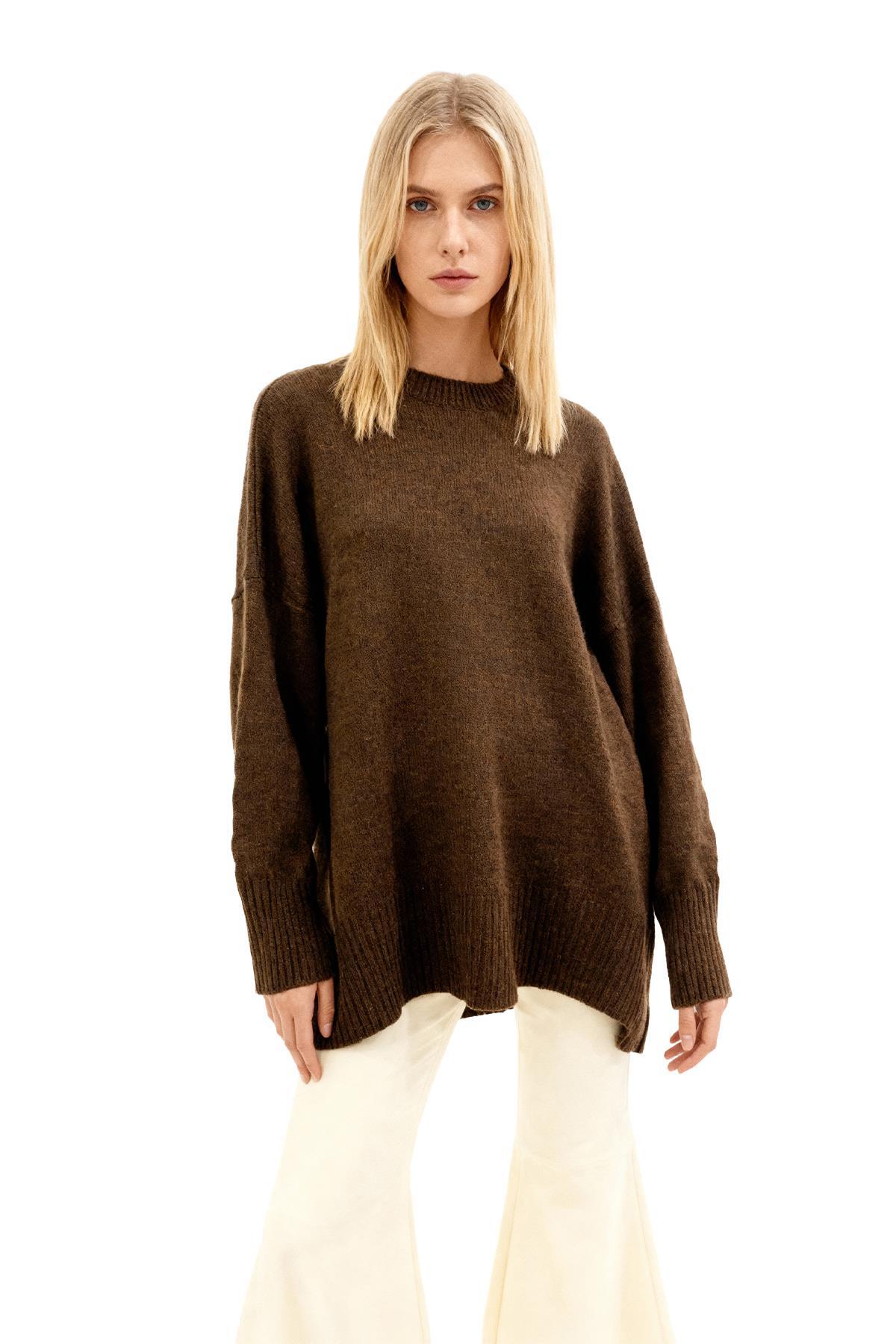 2450 Bisiklet Yaya Oversize Kazak Acı Kahve - 1