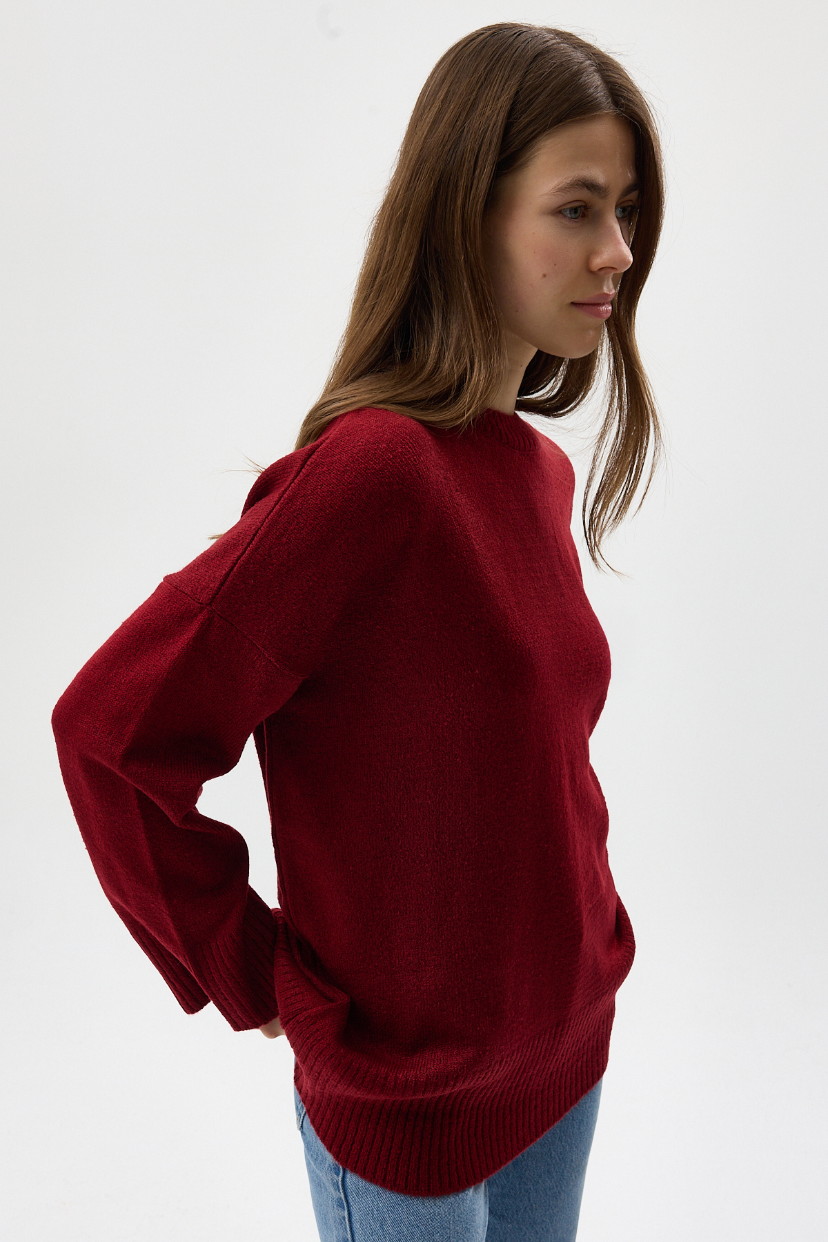 Bordo Bisiklet Yaka Oversize Kadın Kazak 2450 - 4