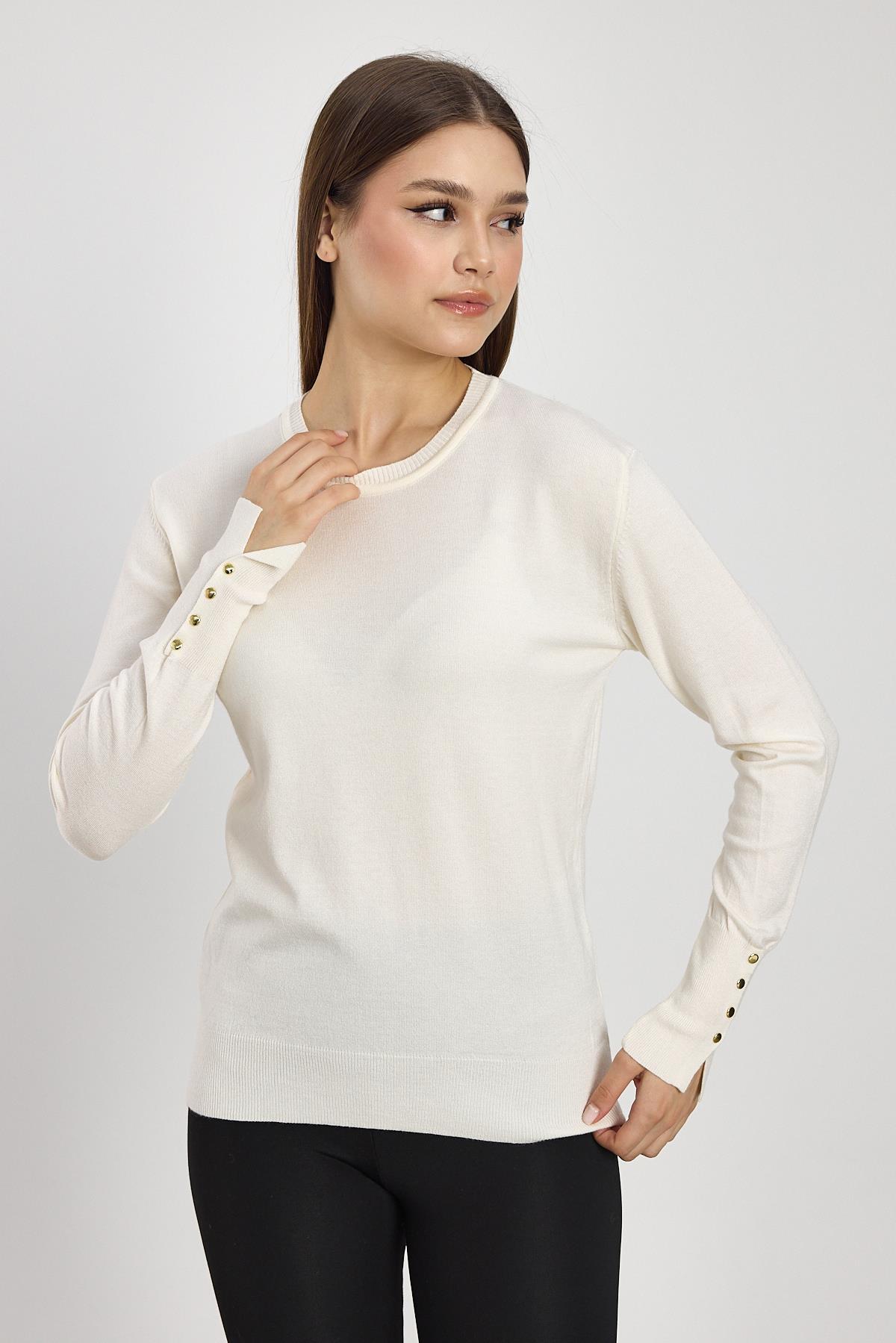 2455 Kol Yırtmaç Detay Kazak Ekru - 1