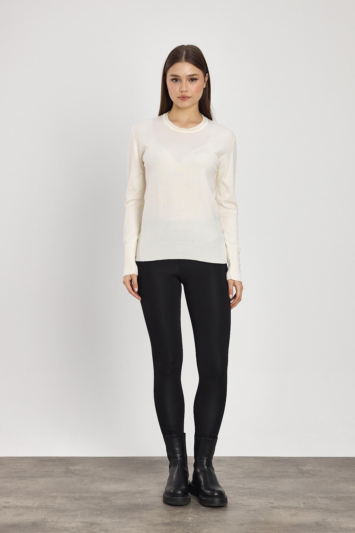 Ekru Kol Yırtmaç Detay Kazak 2455 - 2