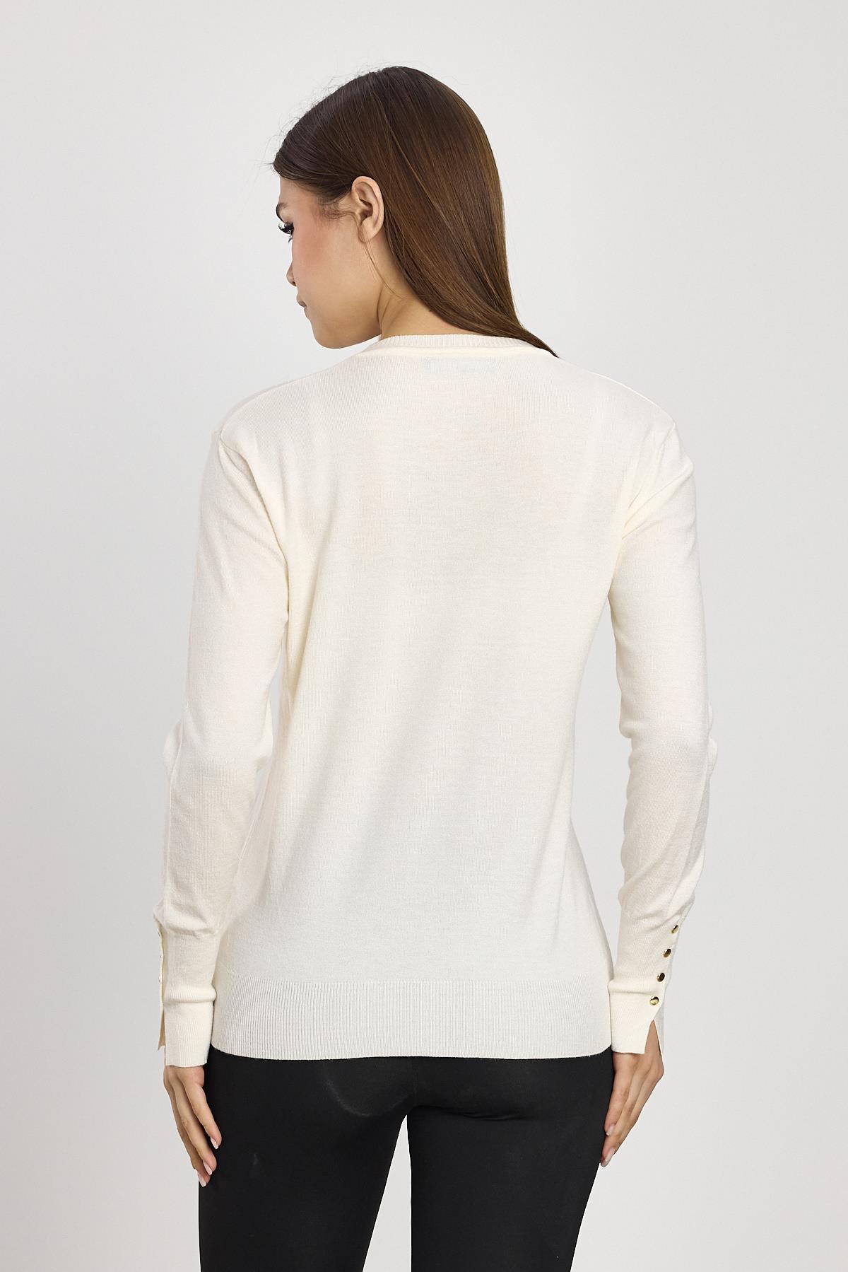 Ekru Kol Yırtmaç Detay Kazak 2455 - 5