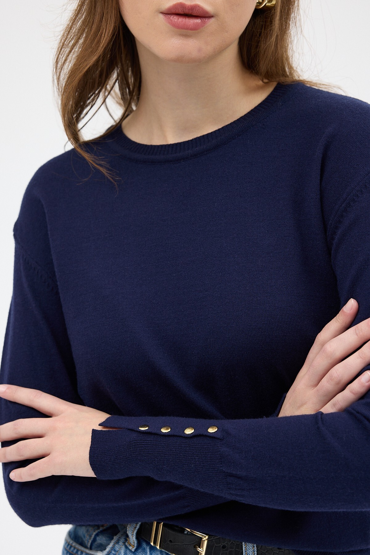 Laci Bisiklet Yaka Kol Düğmeli Kadın Triko Kazak 2455 - 4