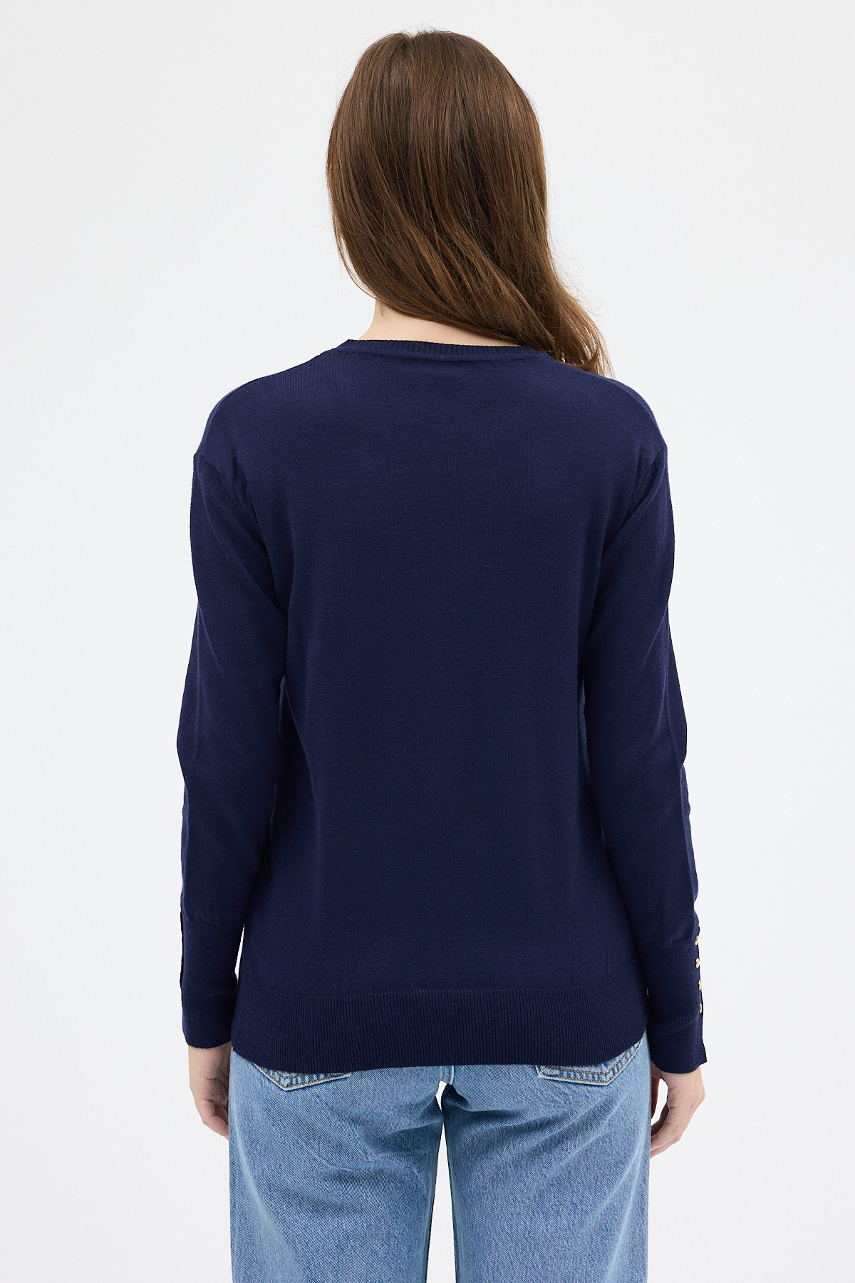 Laci Bisiklet Yaka Kol Düğmeli Kadın Triko Kazak 2455 - 5