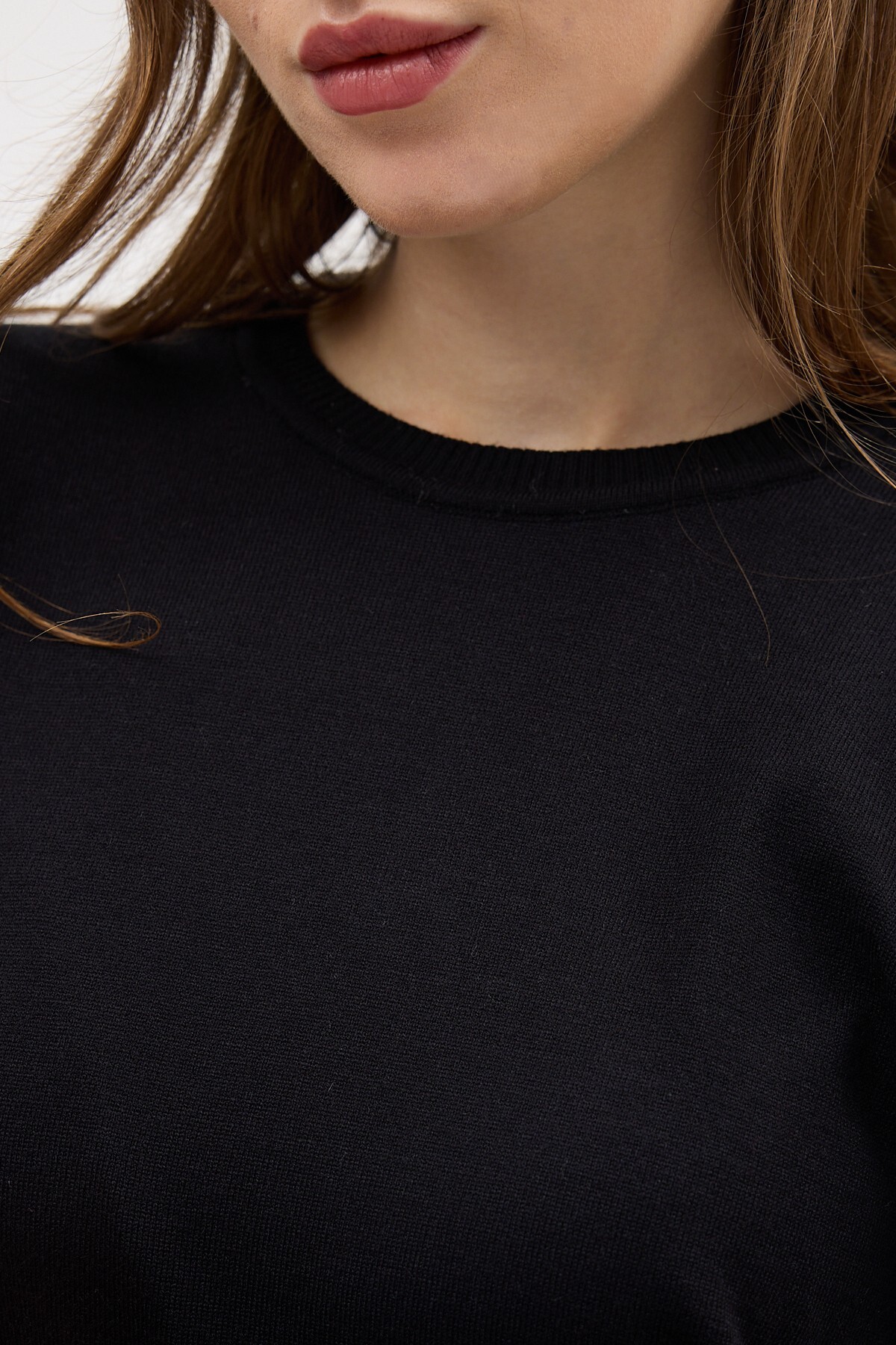 Siyah Bisiklet Yaka Kol Düğmeli Kadın Triko Kazak 2455 - 5