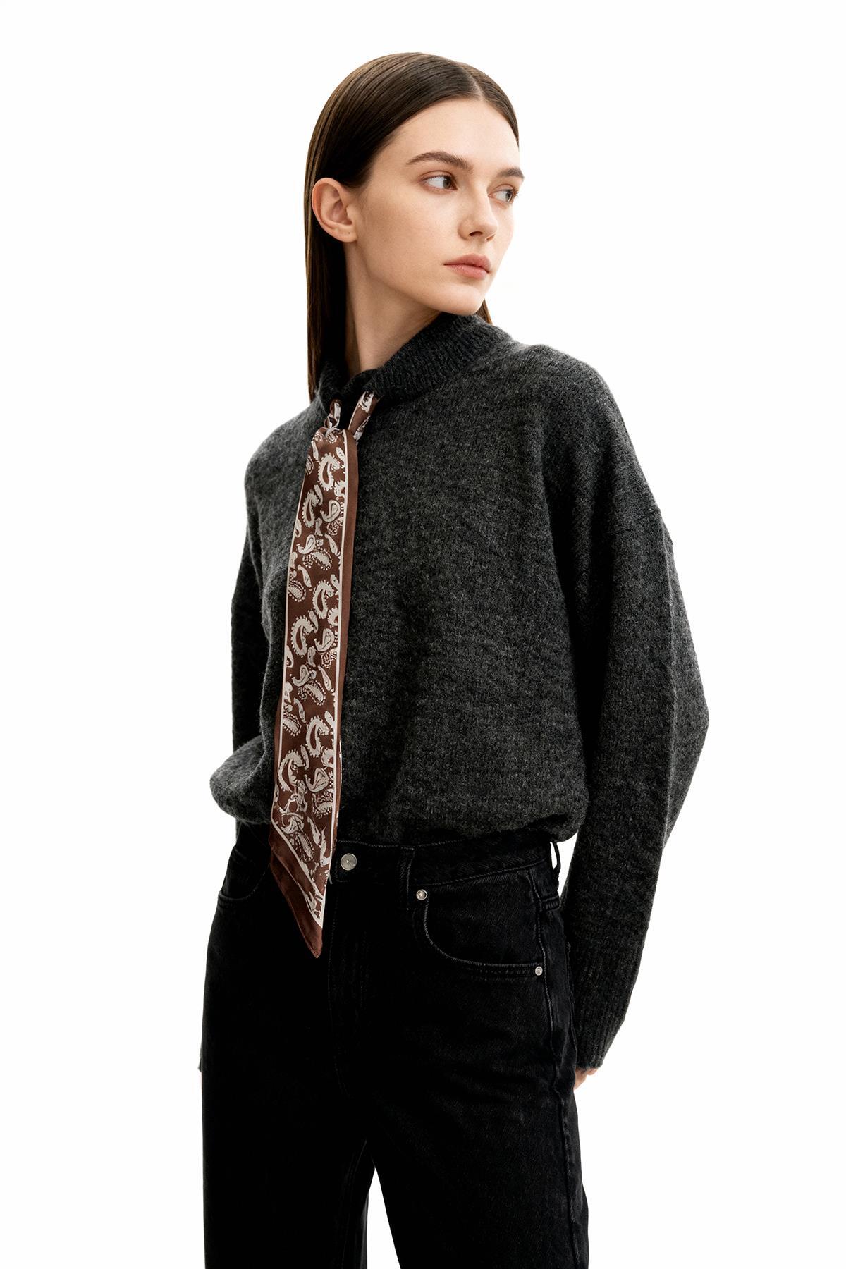 2465 Fular Detay Kazak Antrasit - 1