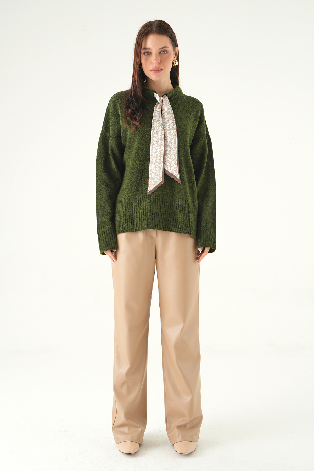 2465 Fular Detay Kazak Haki - 3