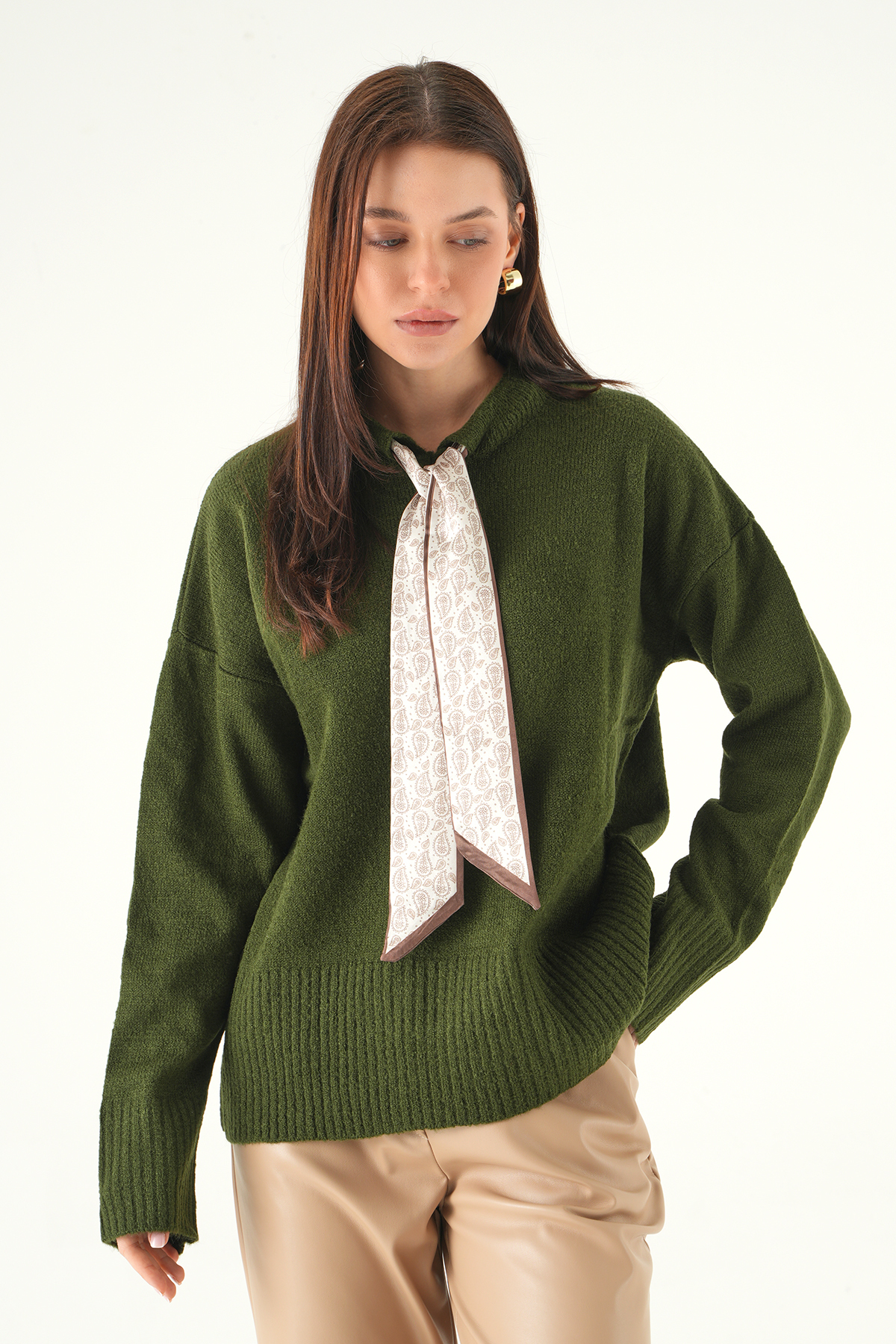 2465 Fular Detay Kazak Haki - 6