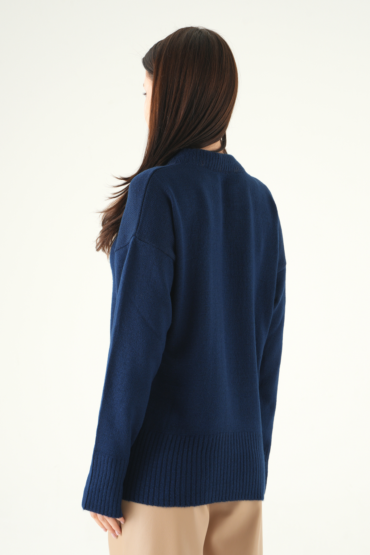 Laci Fular Detaylı Dik Yaka Kadın Triko Kazak 2465 - 5