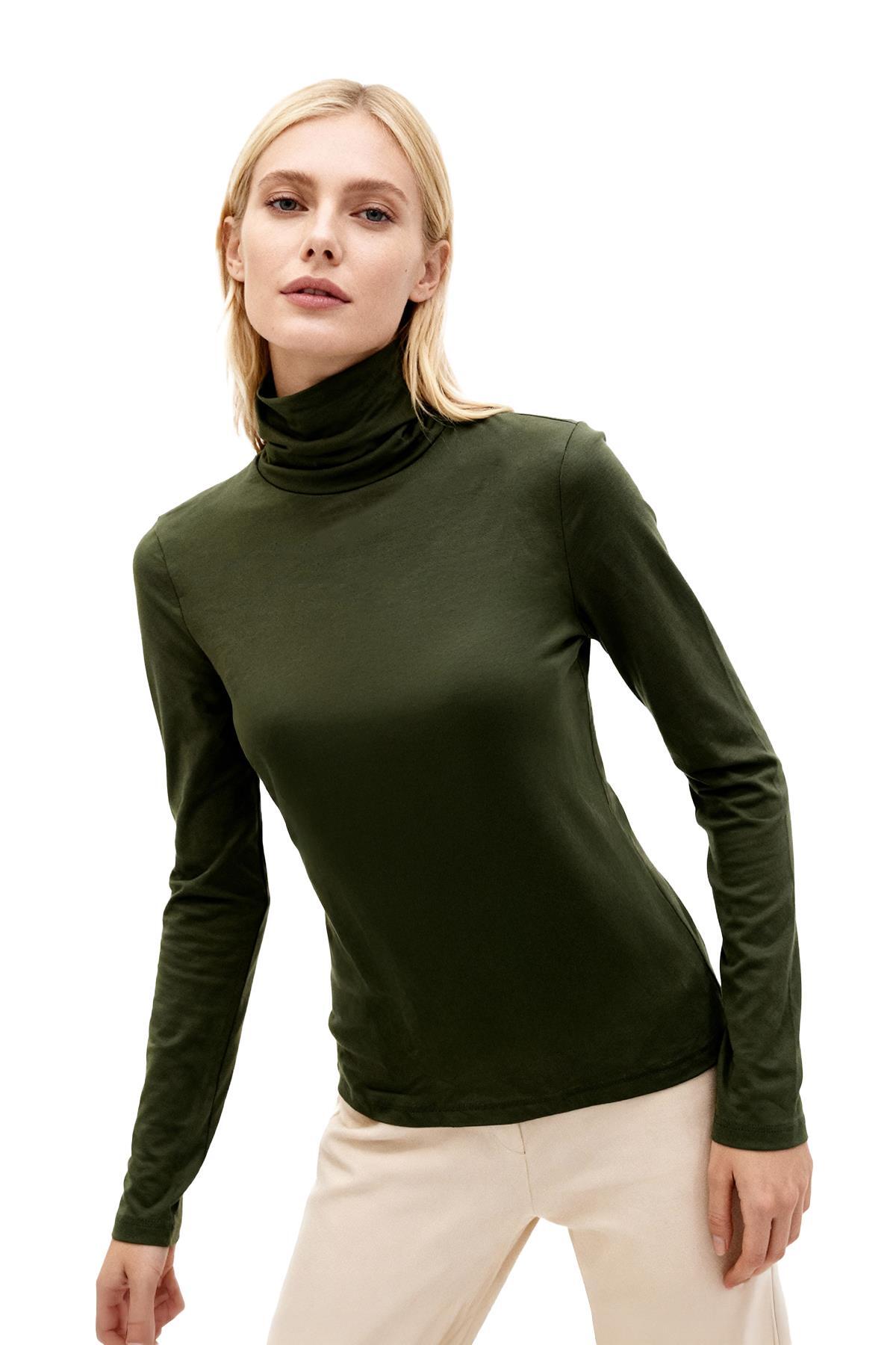 2504 Balıkçı Yaka Bluz Haki - RAYS