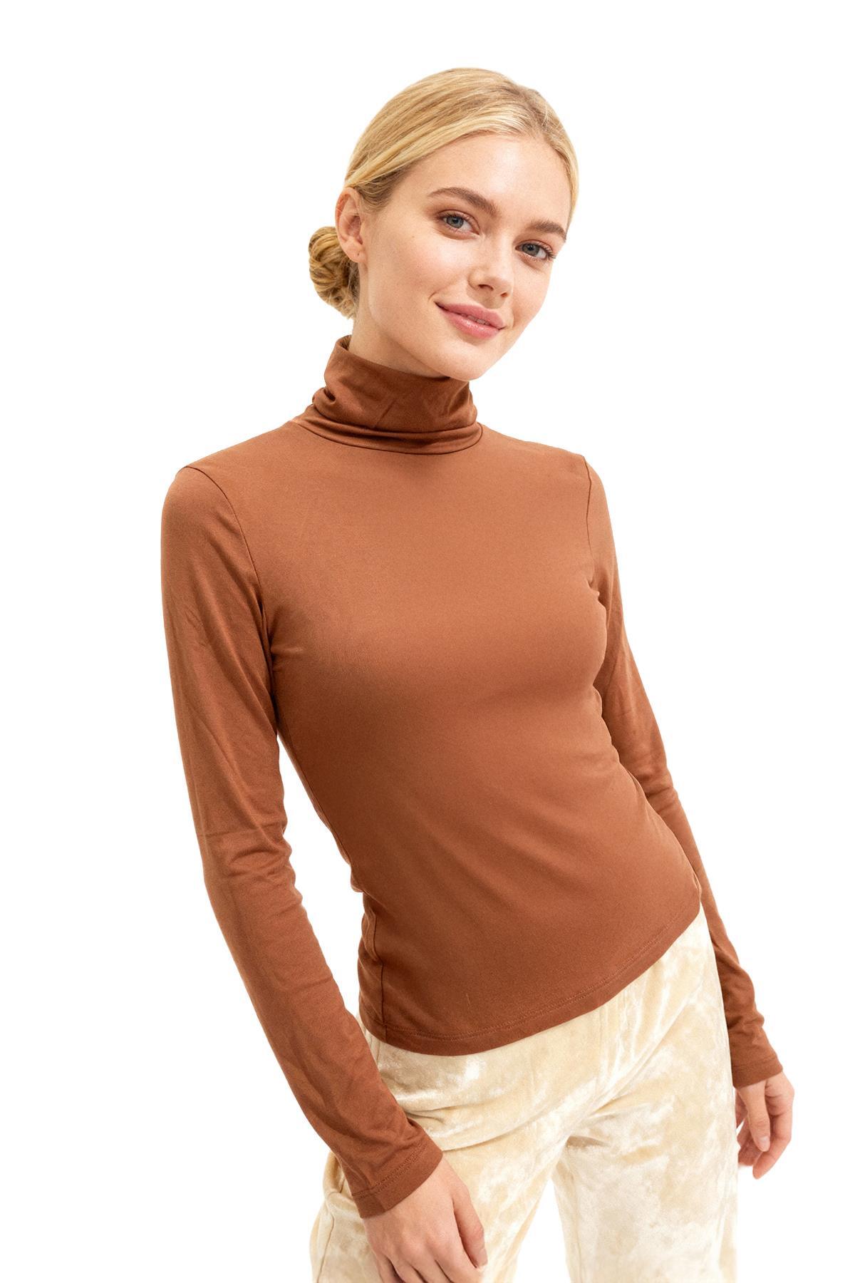 2504 Balıkçı Yaka Bluz Kiremit - 1