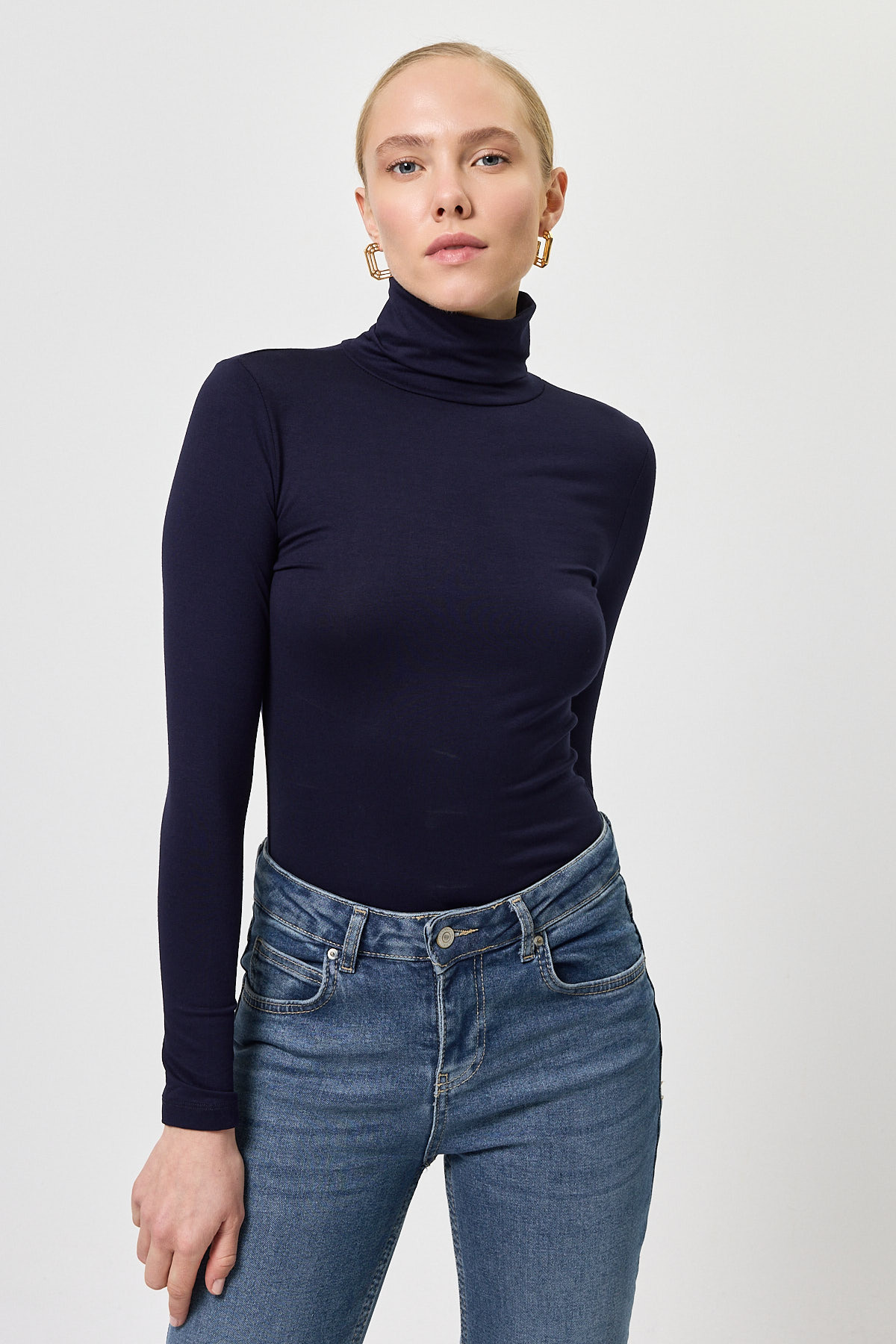 Laci Balıkçı Yaka Uzun Kollu Dar Kesim Bluz 2504 - 6