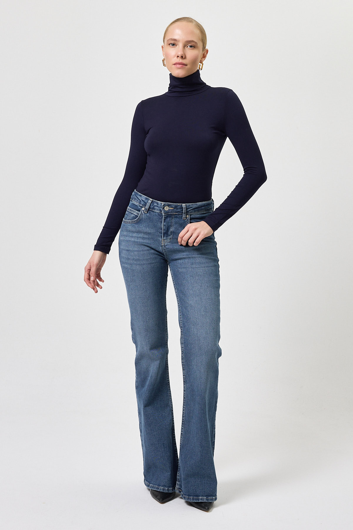 Laci Balıkçı Yaka Uzun Kollu Dar Kesim Bluz 2504 - 7