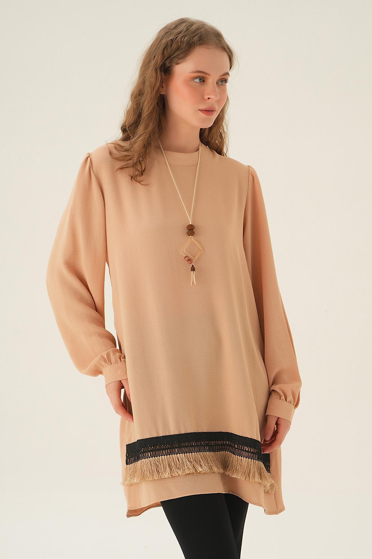 Bej Püsküllü Tunik 25054 - 3