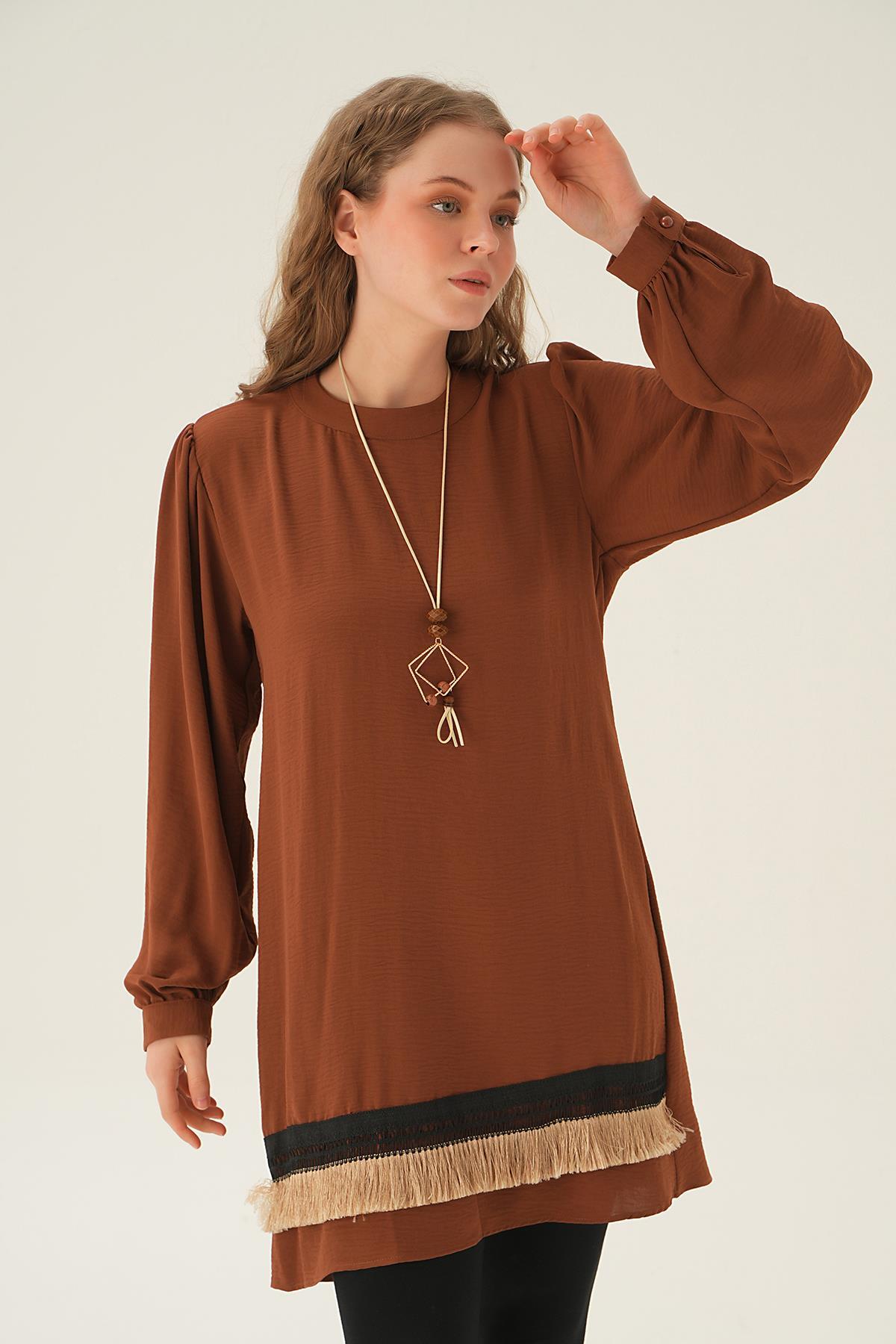Kahve Püsküllü Tunik 25054 - 2