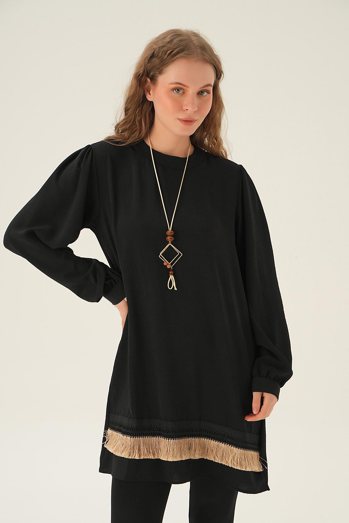 Siyah Püsküllü Tunik 25054 