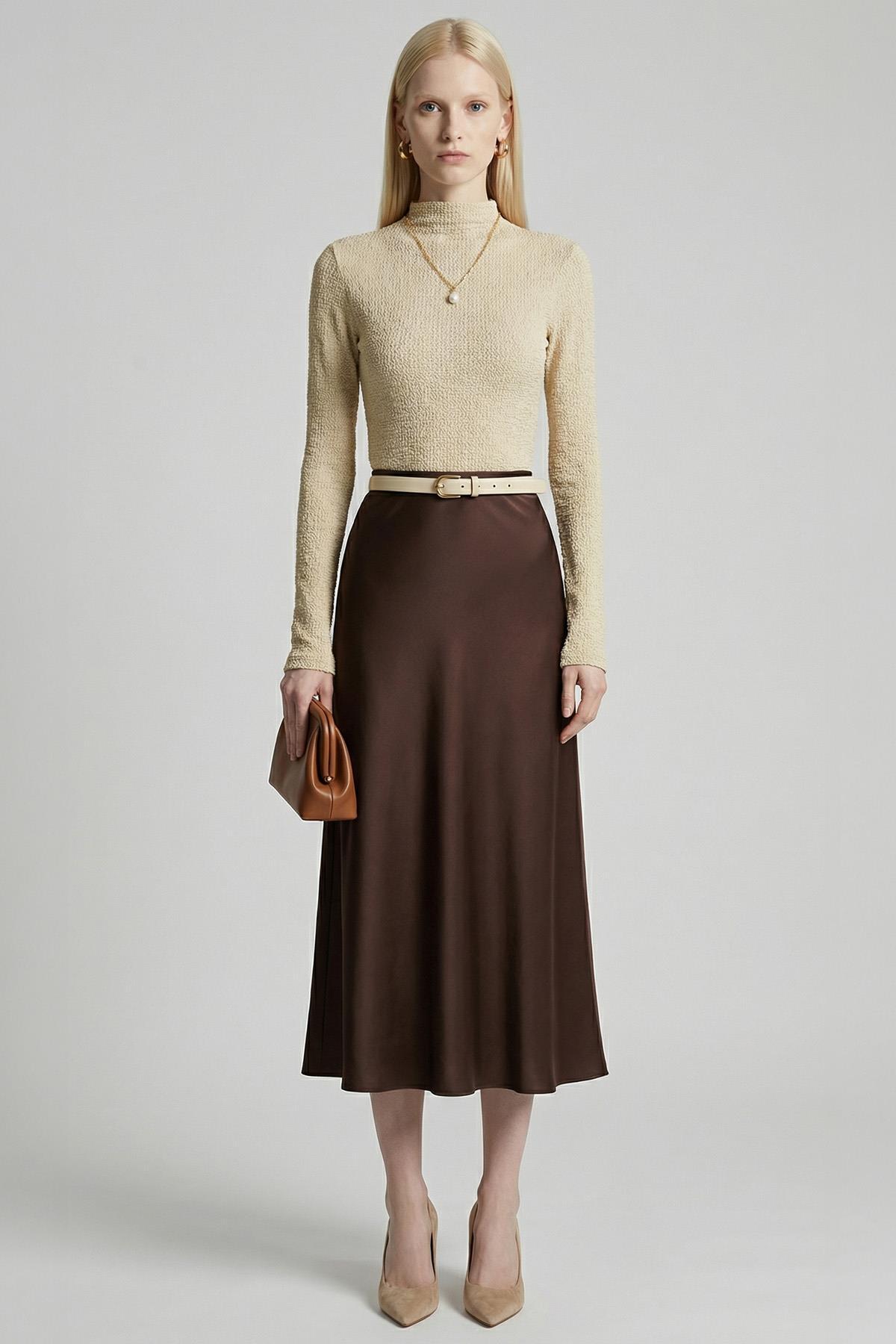 251131 Dik Yaka Uzun Kol Bluz Bej 