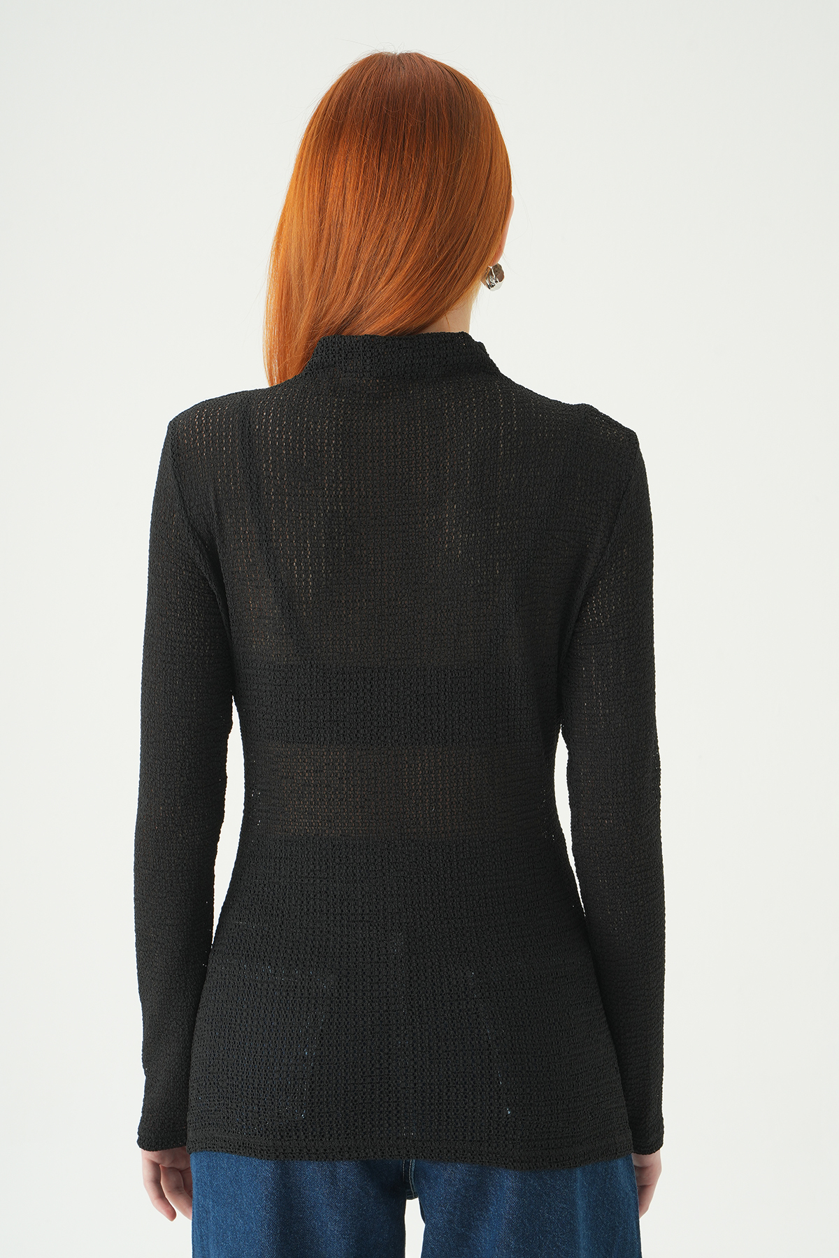 Siyah Dik Yaka Uzun Kol Bluz 251131 - 5