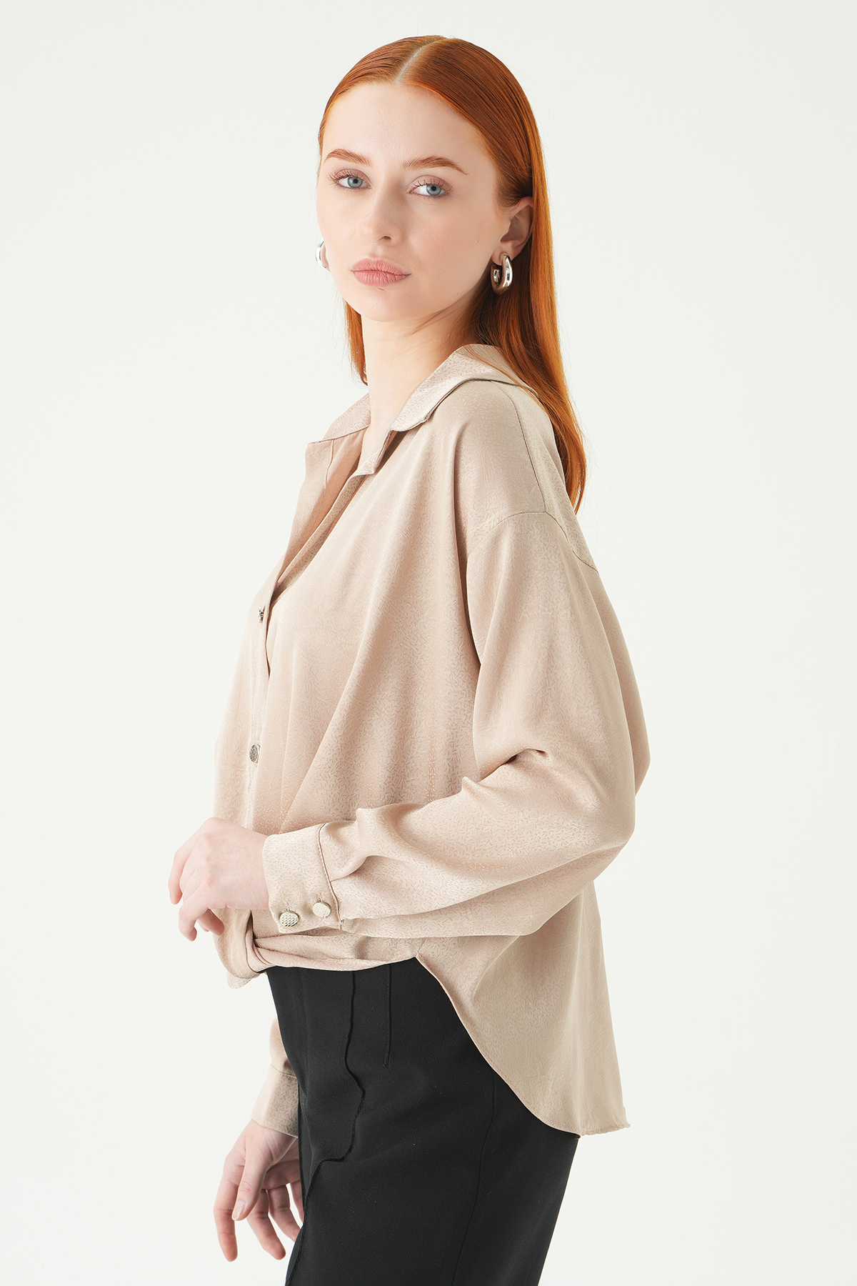 Bej Düğmeli Klasik Gömlek 251152 - 2