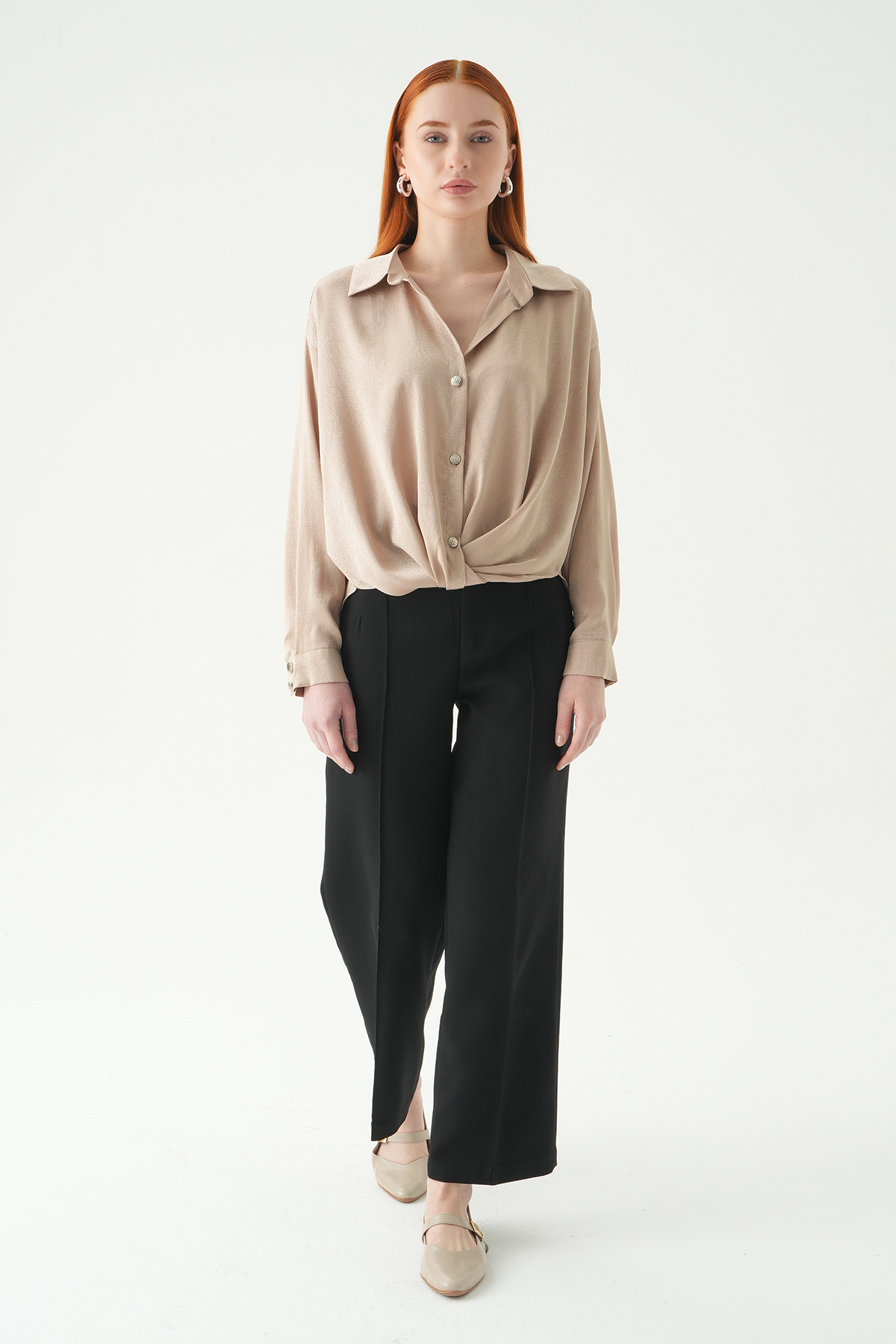 Bej Düğmeli Klasik Gömlek 251152 - 3