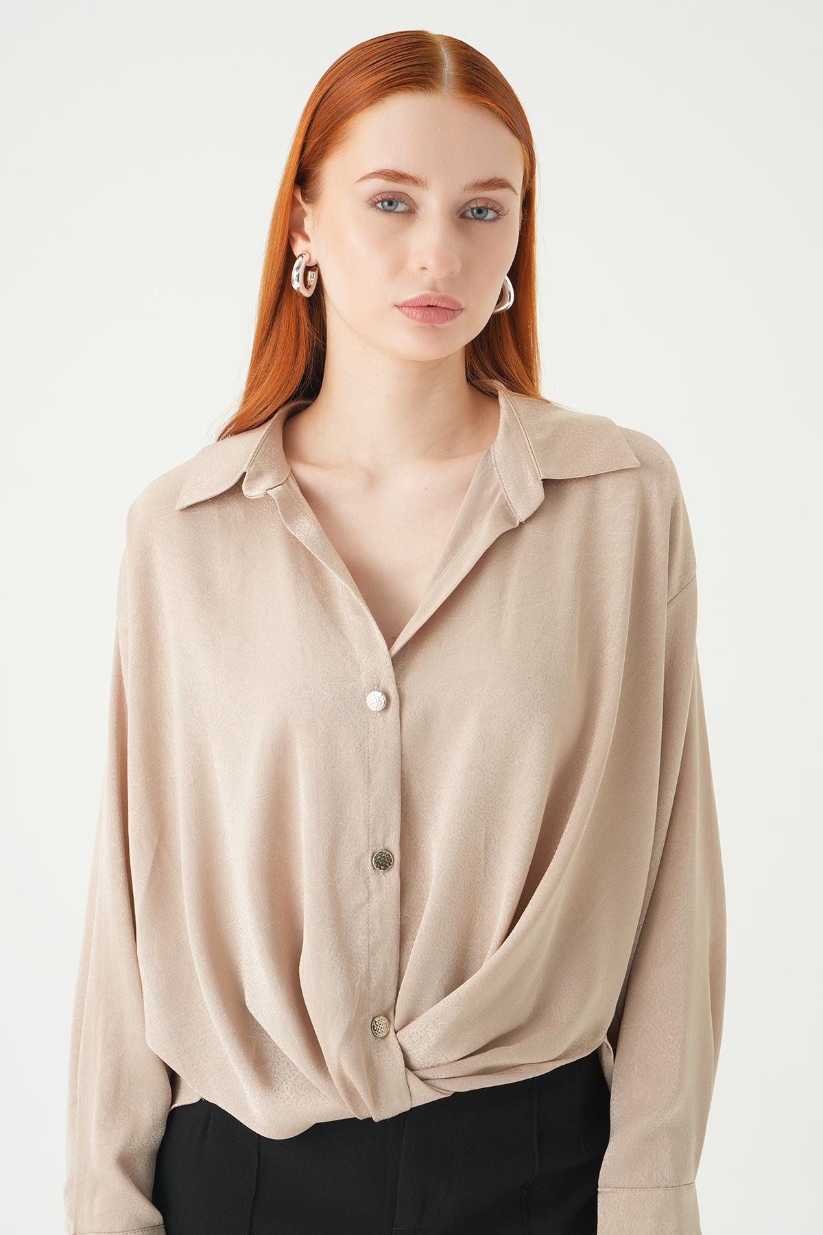 Bej Düğmeli Klasik Gömlek 251152 - 6