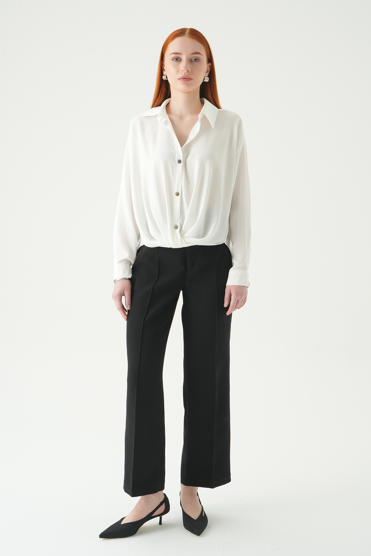 Ekru Düğmeli Klasik Gömlek 251152 - 3