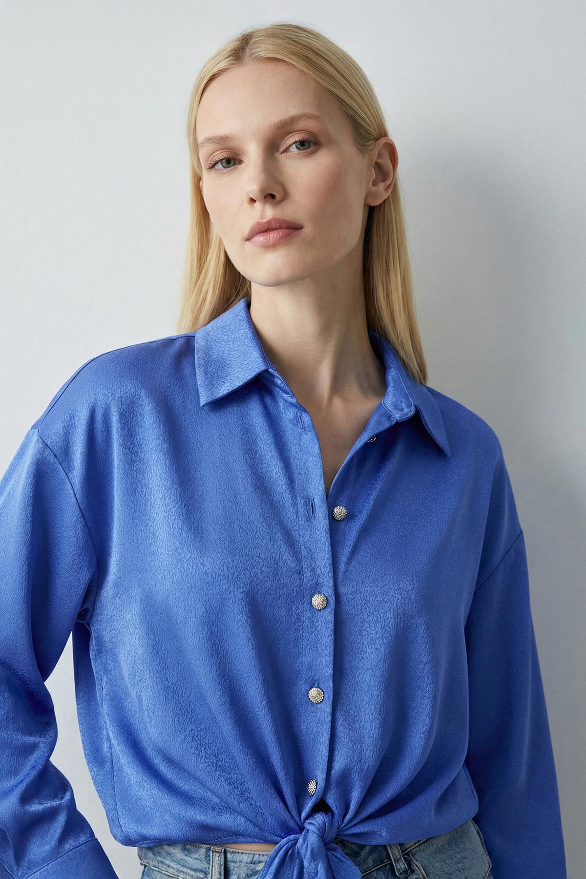 251152 Düğmeli Klasik Gömlek Mavi - RAYS