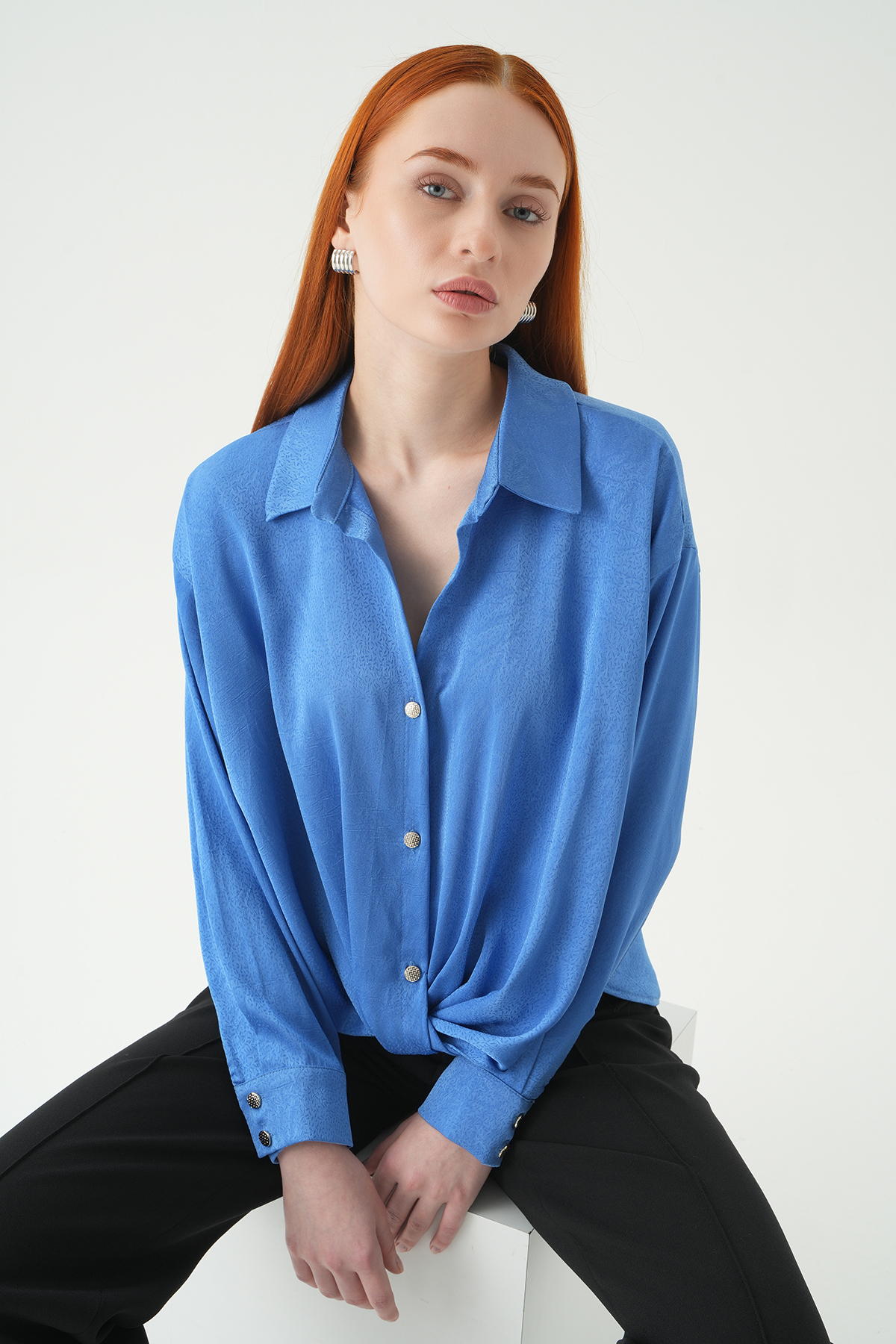 251152 Düğmeli Klasik Gömlek Mavi - RAYS