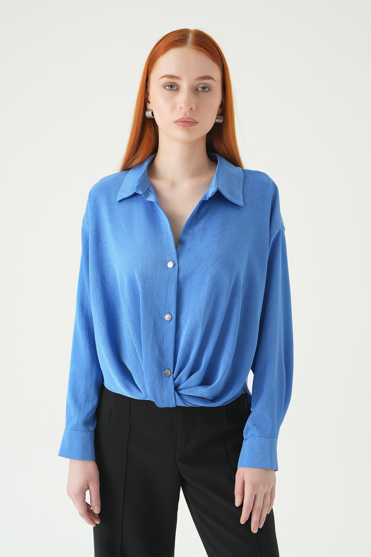 Mavi Düğmeli Klasik Gömlek 251152 - 2