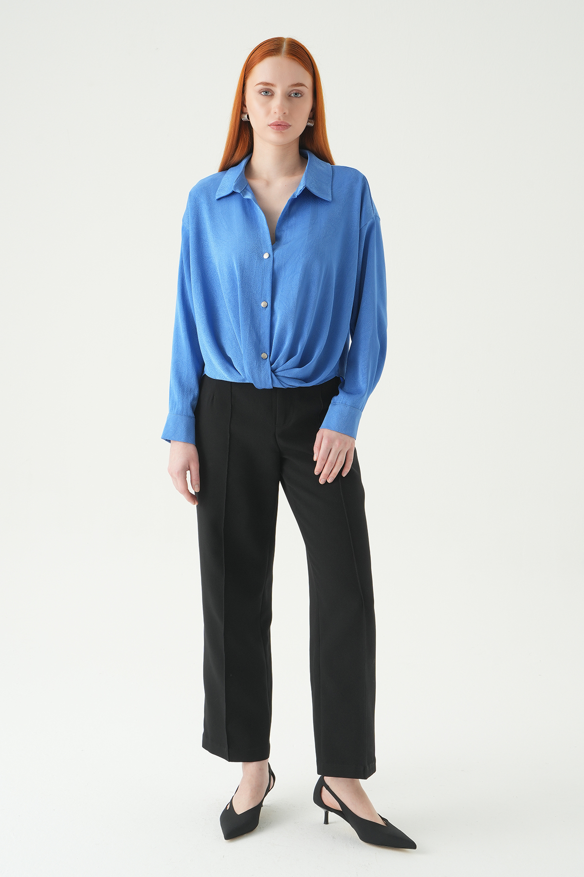 Mavi Düğmeli Klasik Gömlek 251152 - 3