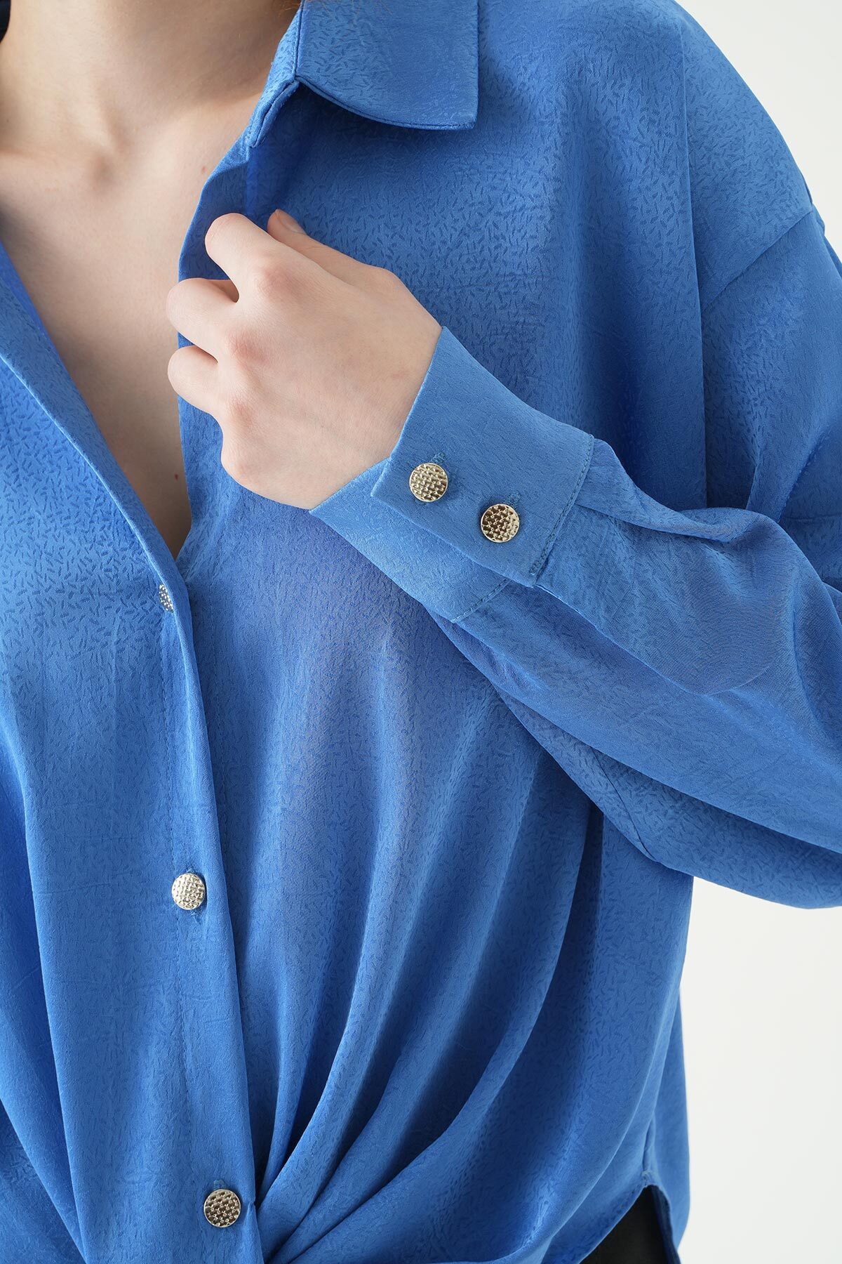 Mavi Düğmeli Klasik Gömlek 251152 - 4