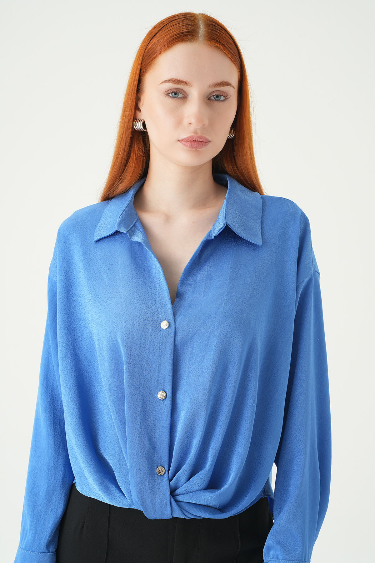 Mavi Düğmeli Klasik Gömlek 251152 - 7