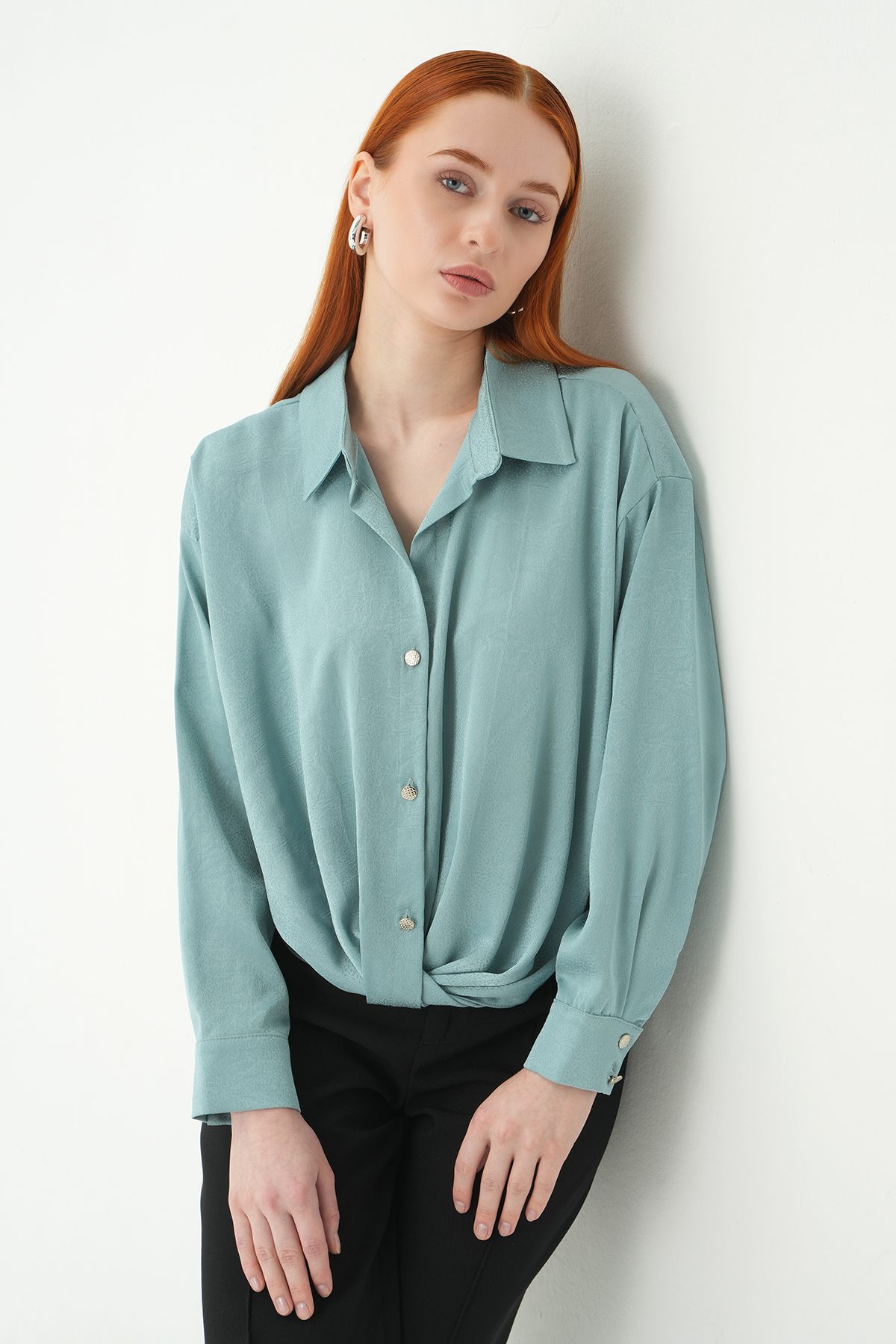 Mint Düğmeli Klasik Gömlek 251152 