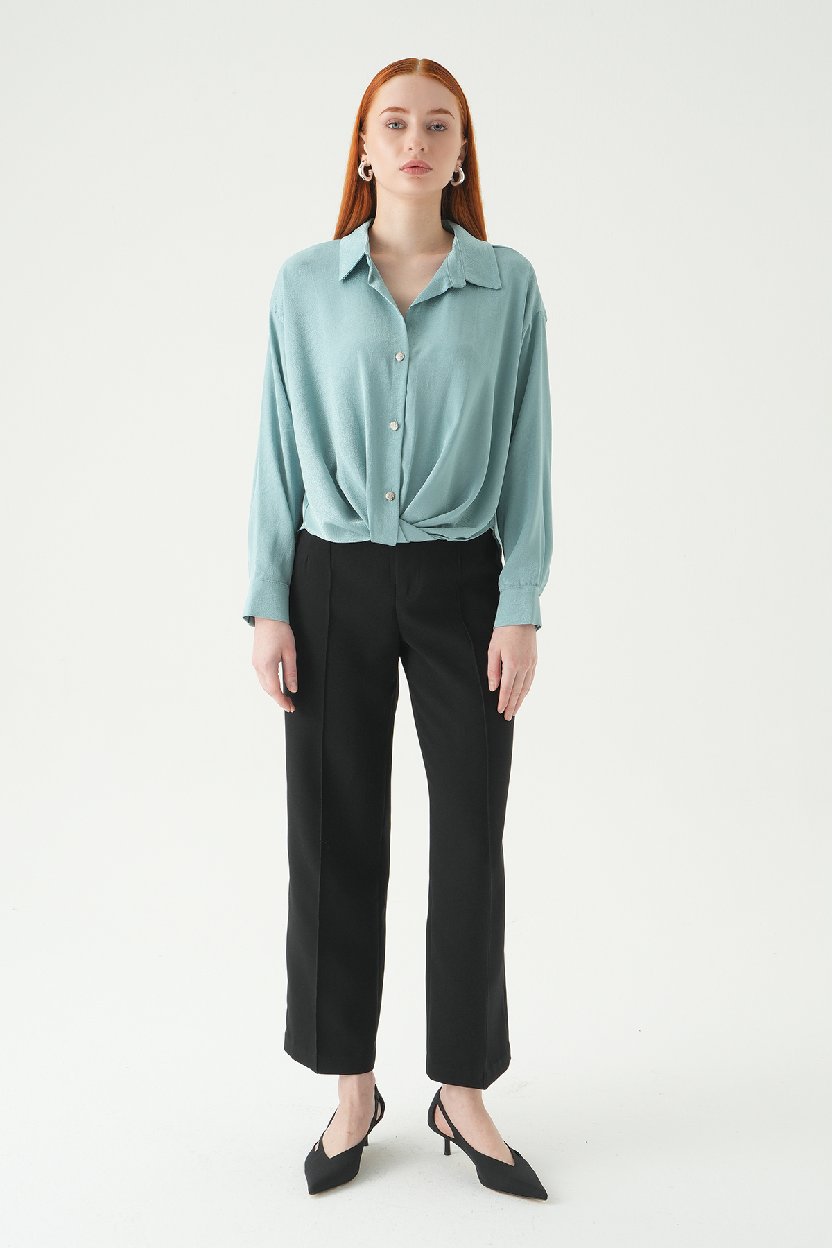 Mint Düğmeli Klasik Gömlek 251152 - 3