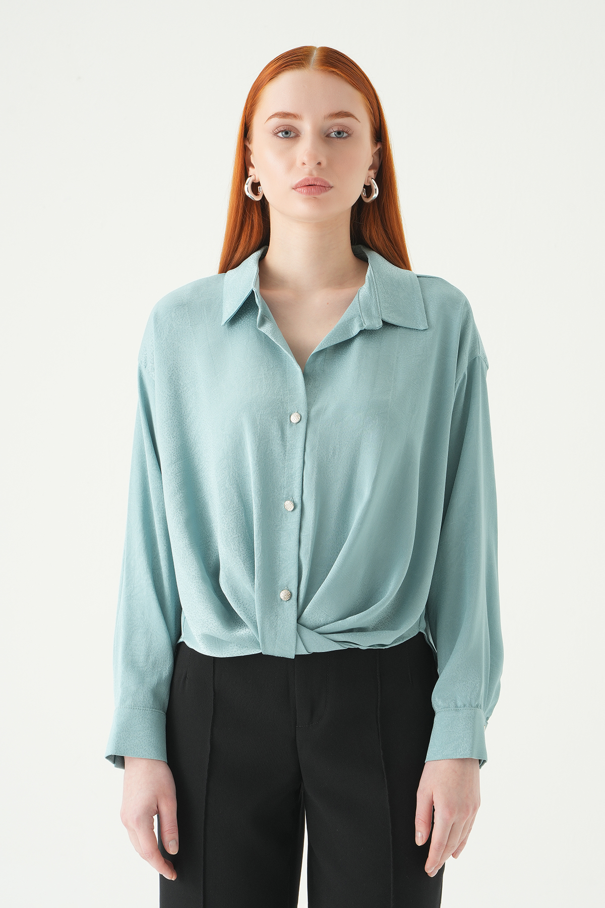 Mint Düğmeli Klasik Gömlek 251152 - 7