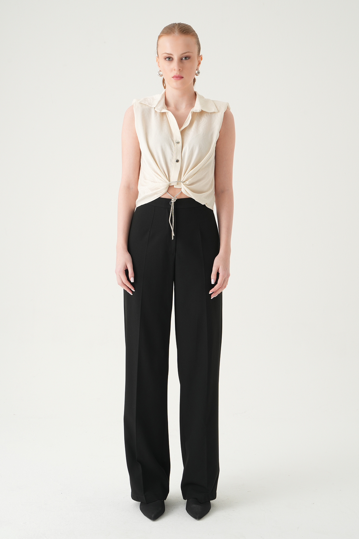 Bej Sıfır Kol Bağlamalı Gömlek 251166 - RAYS