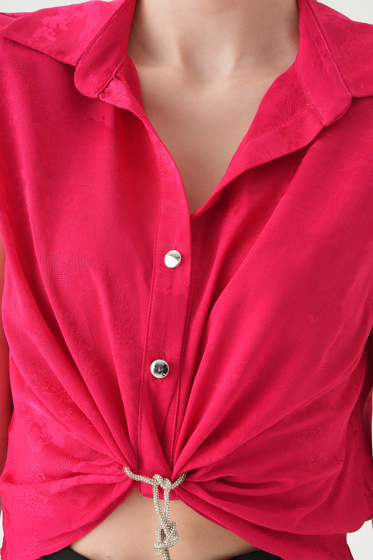 Fuşya Sıfır Kol Bağlamalı Gömlek 251166 - RAYS