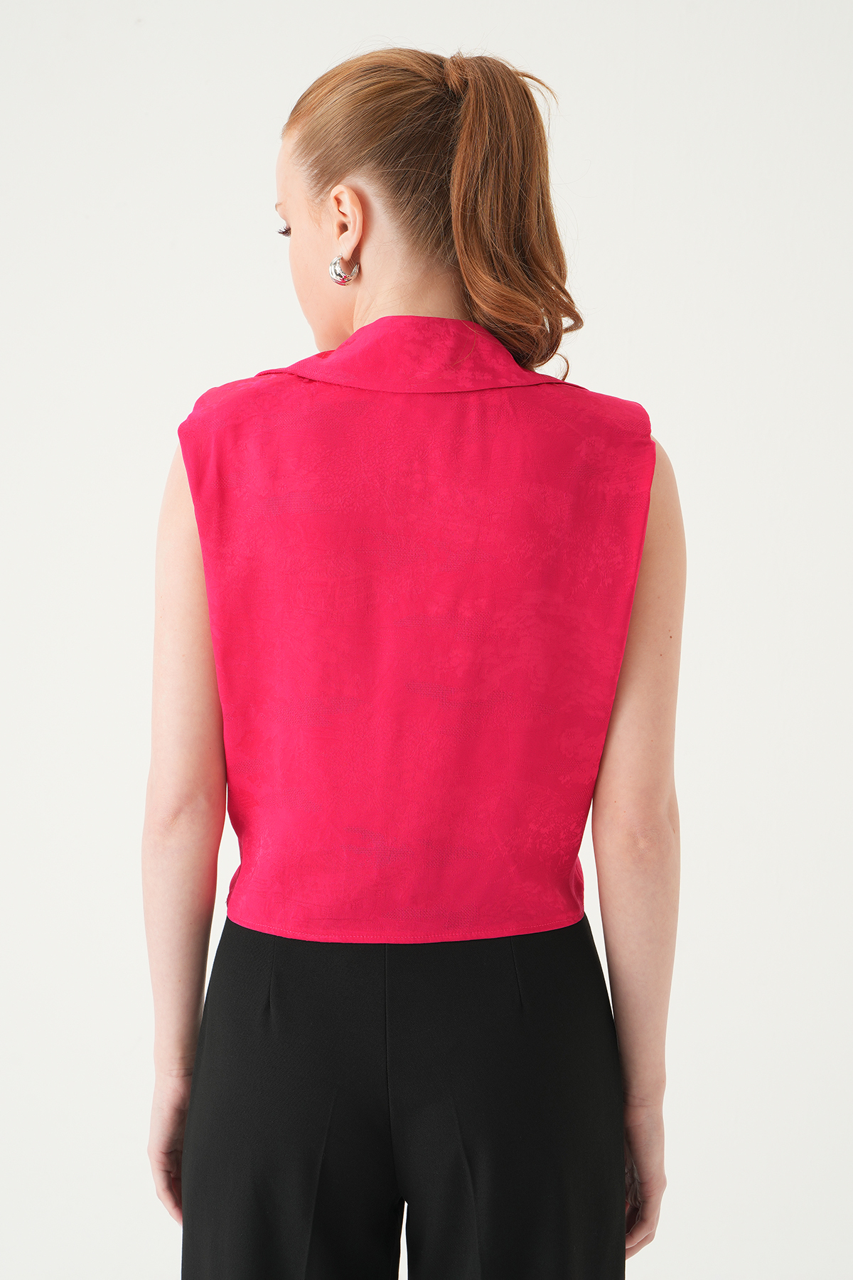 Fuşya Sıfır Kol Bağlamalı Gömlek 251166 - 5