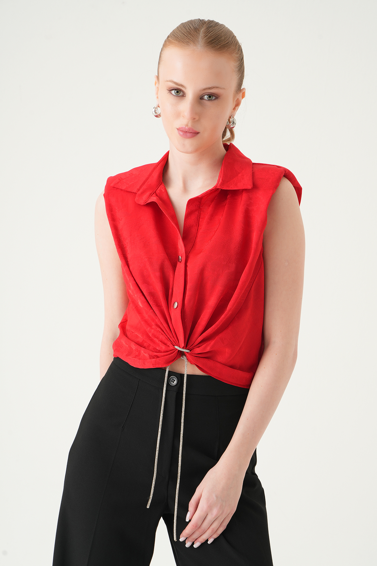 Kırmızı Sıfır Kol Bağlamalı Gömlek 251166 - RAYS