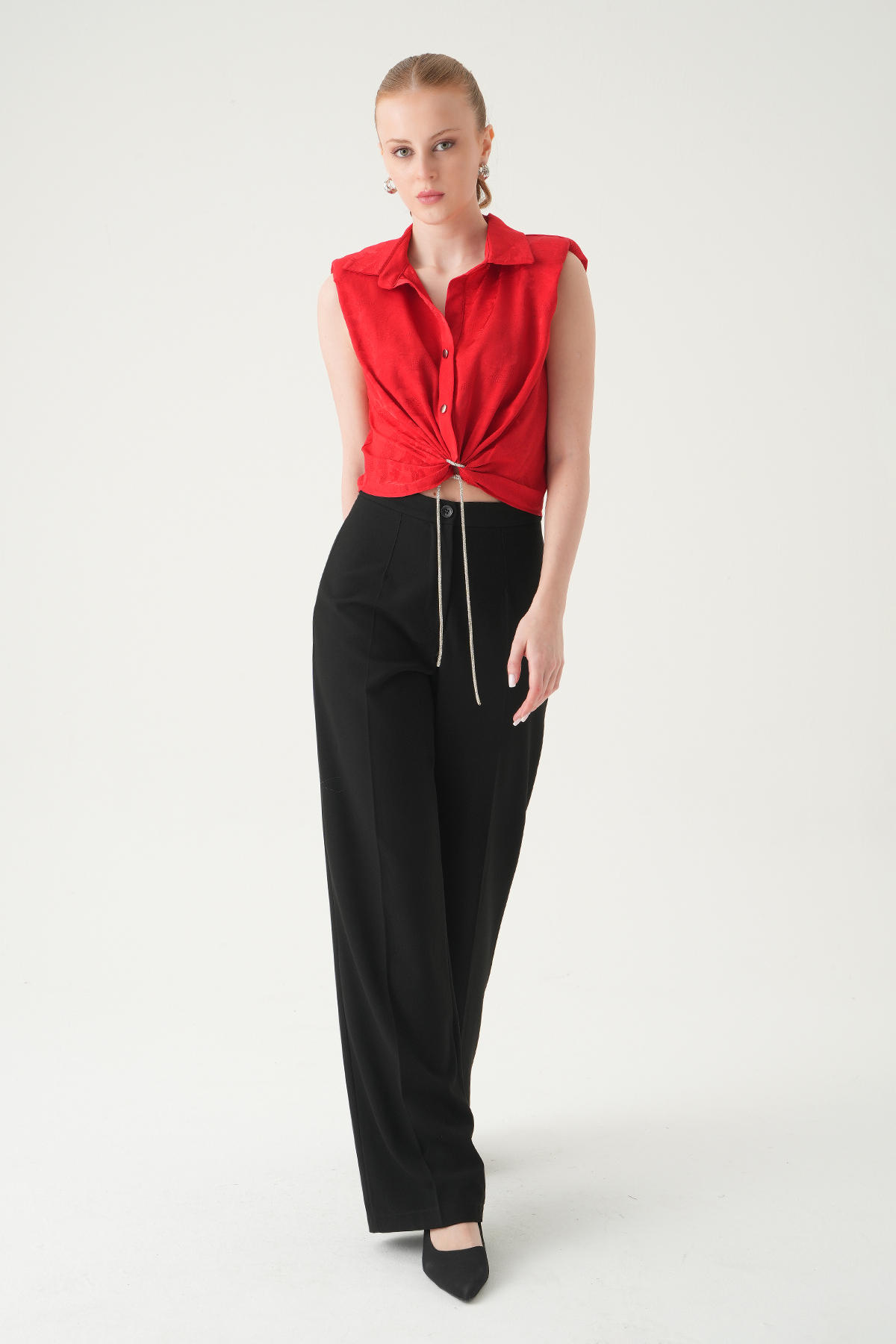 Kırmızı Sıfır Kol Bağlamalı Gömlek 251166 - 3